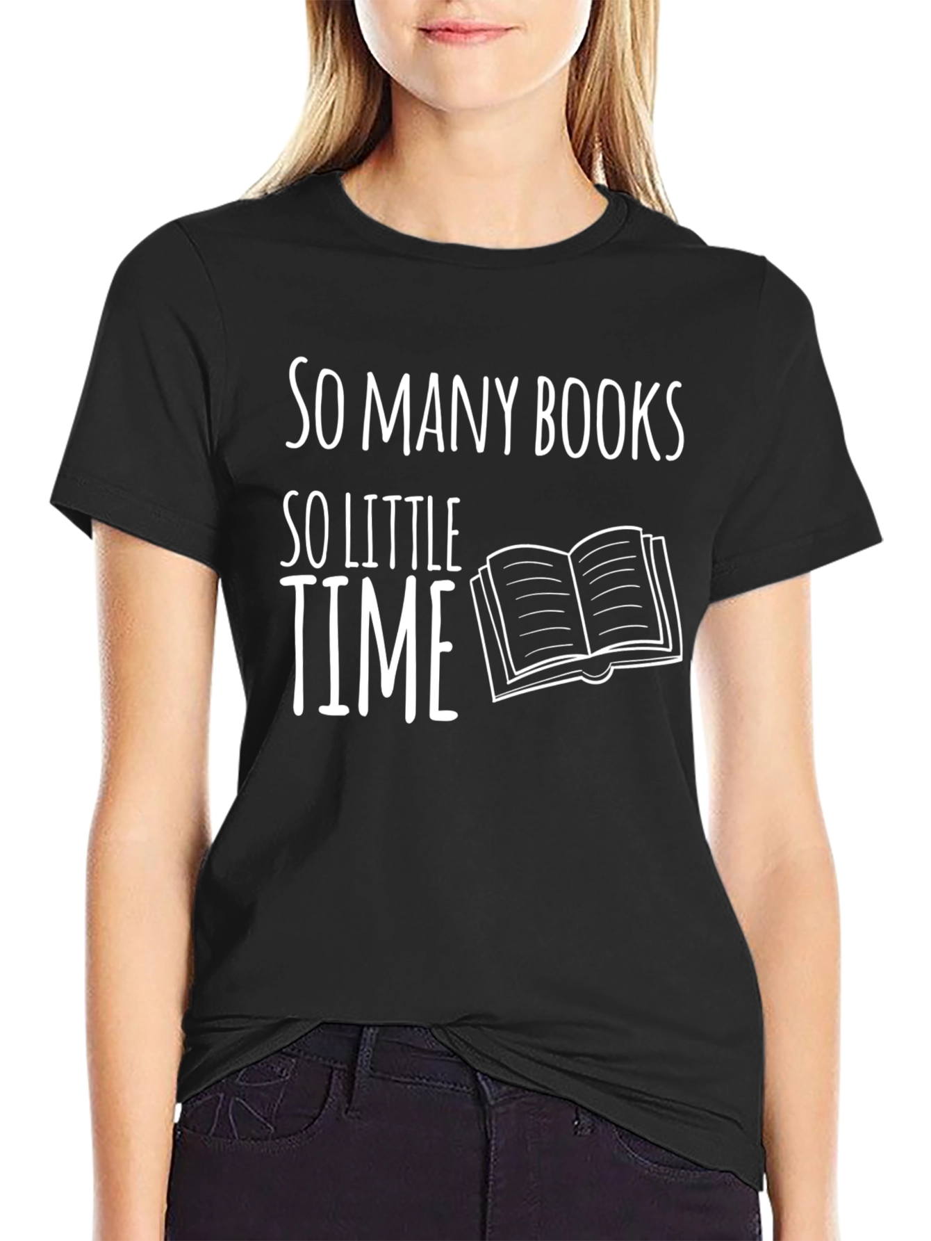 Black So Many Books So Little Time Graphic T-Shirt view 2