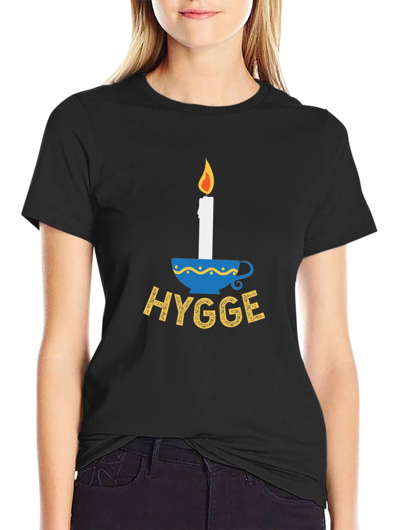 Black Hygge Candle Comfort Graphic Tee view 2