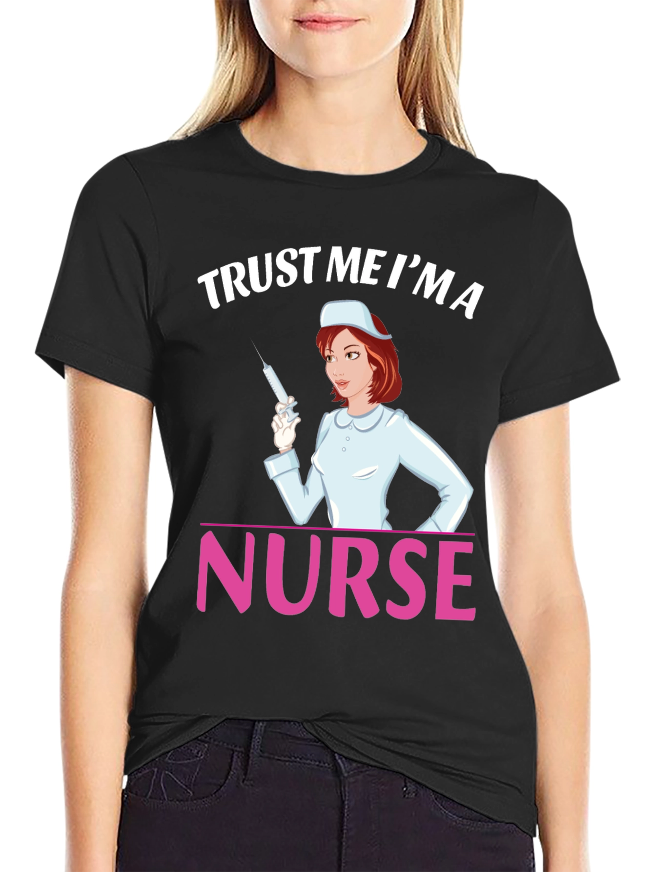 Black Trust Me I'm a Nurse T-Shirt view 2