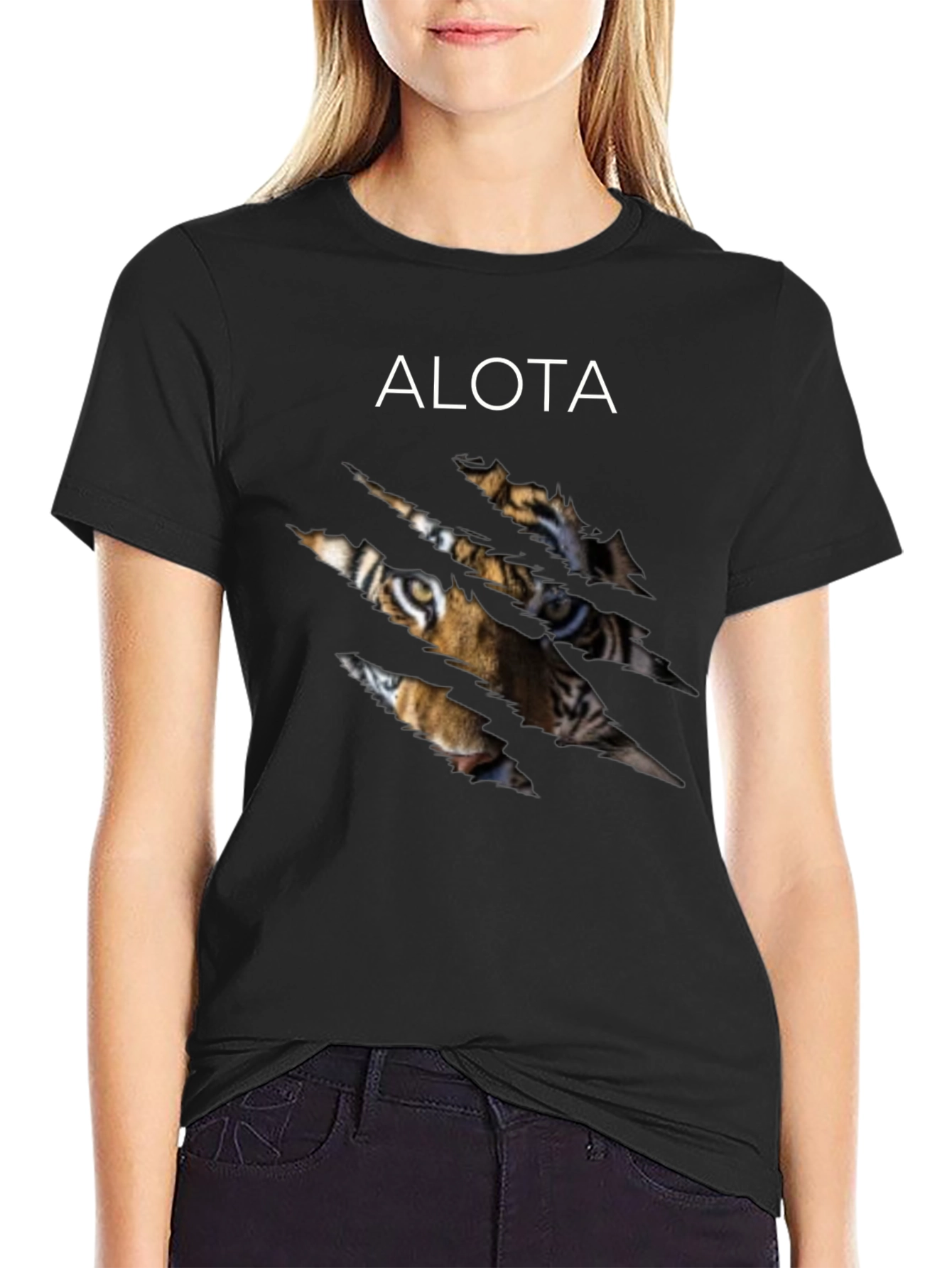 Black ALOTA Tiger Graphic T-Shirt - Black view 2