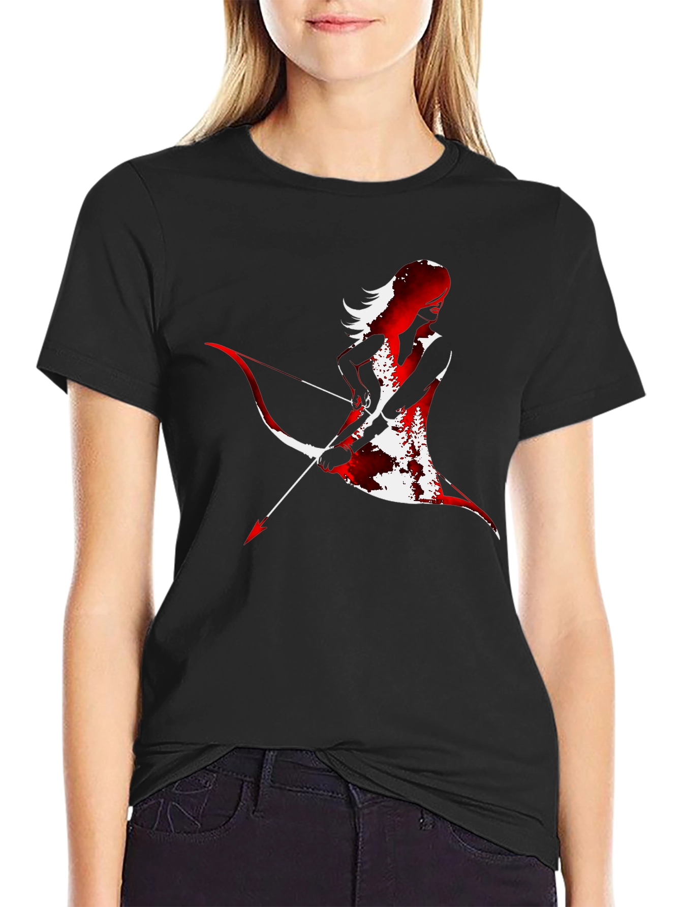 Black Archer Silhouette Graphic Tee - Black Cotton Blend view 2