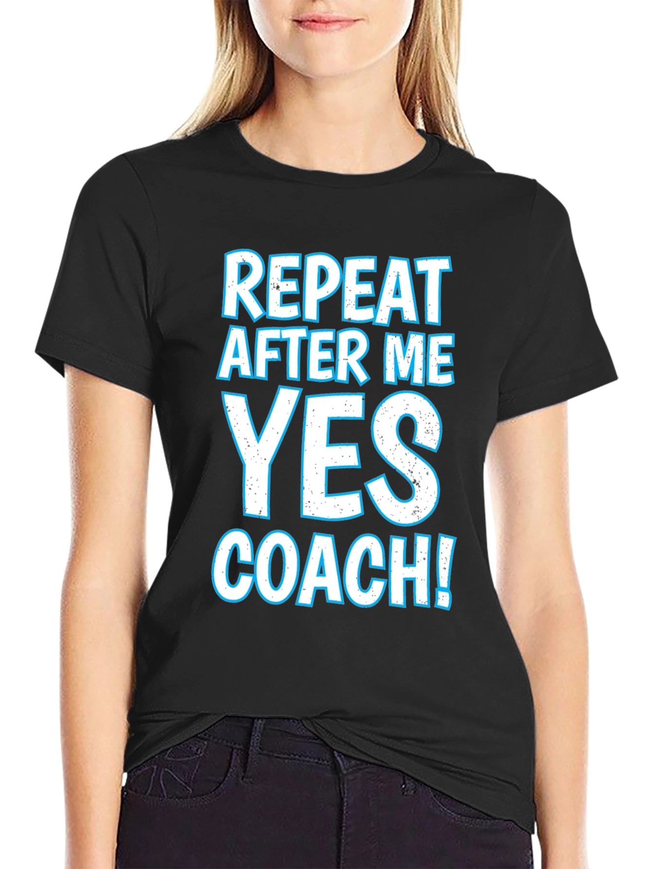Black Repeat After Me Yes Coach T-Shirt view 2