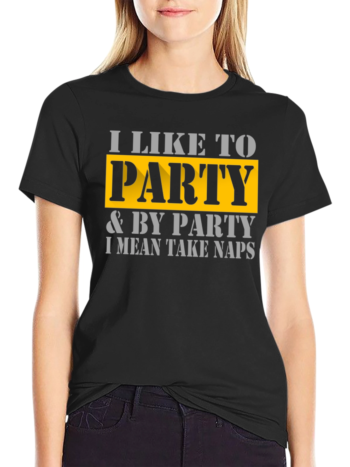 Black I Like to Party T-Shirt - Funny Nap Lover Tee view 2