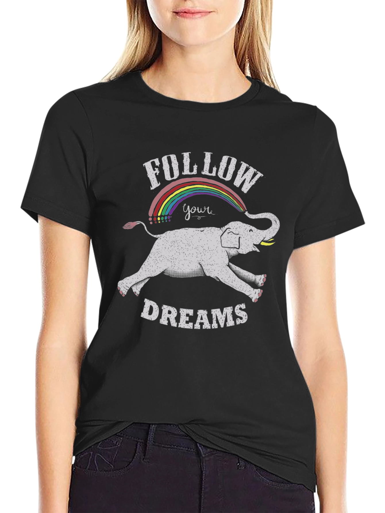 Black Follow Your Dreams Elephant T-Shirt view 2