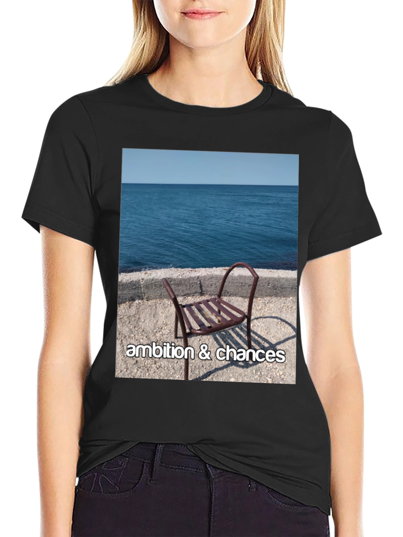 Black Ambition & Chances Beach Scene T-Shirt view 2