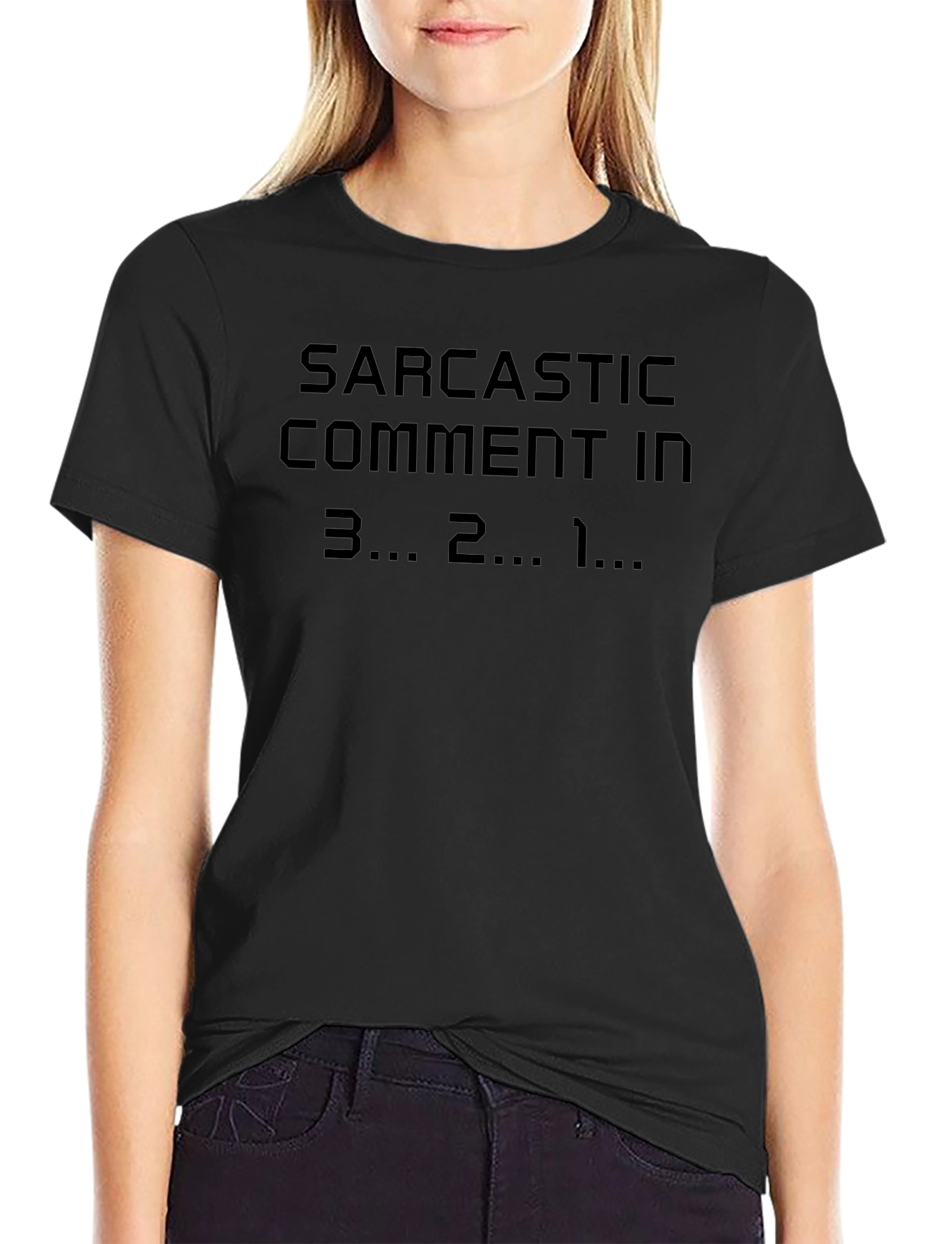 Black Sarcastic Comment Countdown T-Shirt - Black Cotton Tee view 2