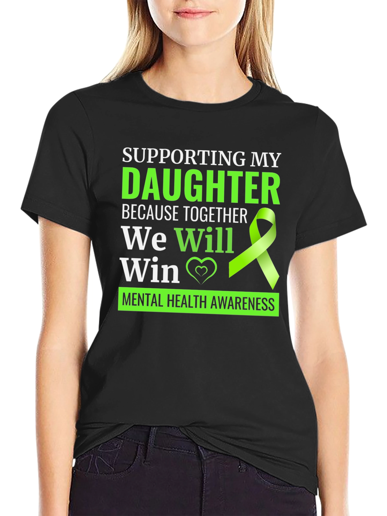 Black Mental Health Awareness T-Shirt - Supporting My Daughter view 2