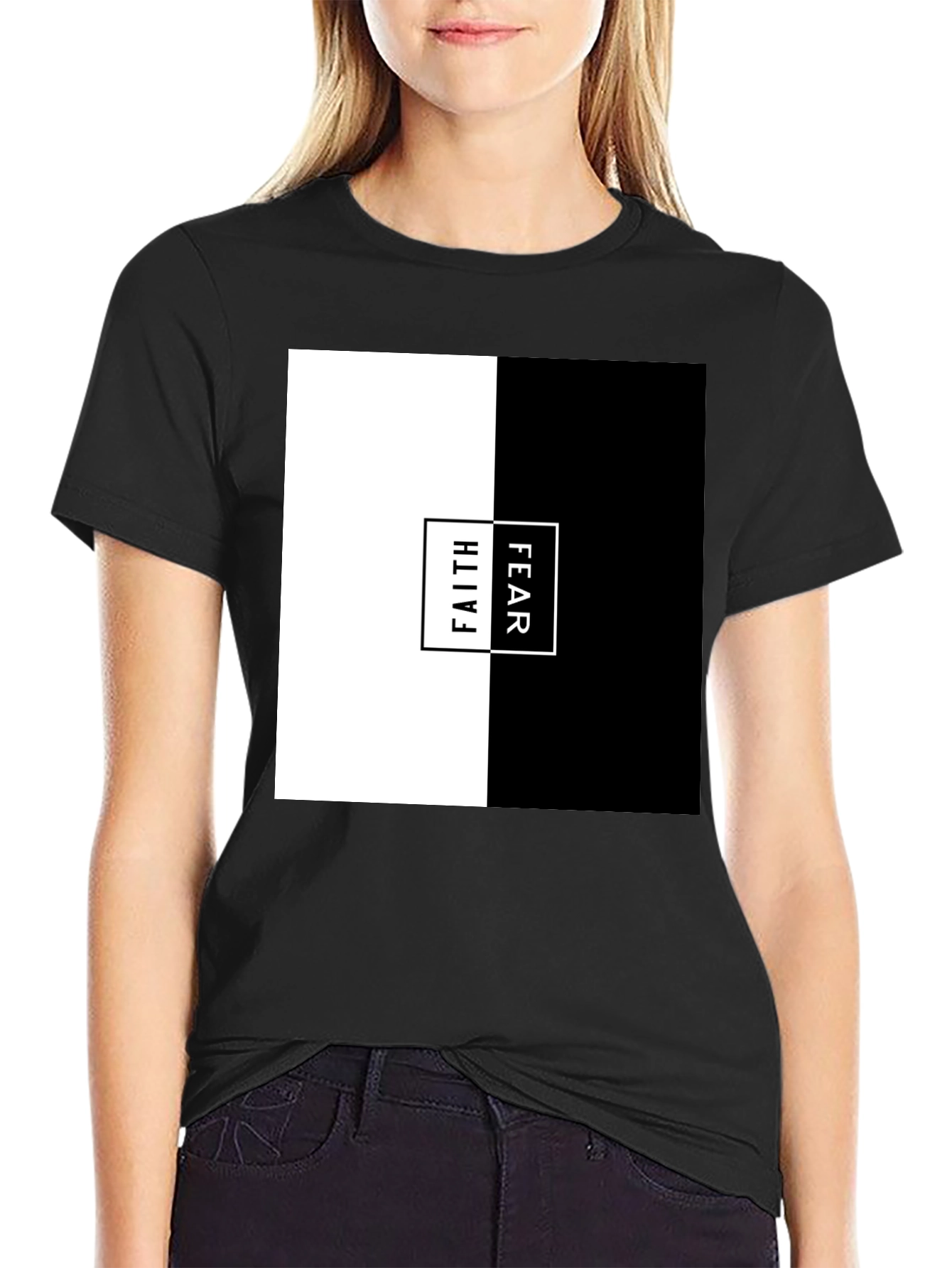 Black Faith Over Fear Graphic Tee - Mens Black T-Shirt view 2