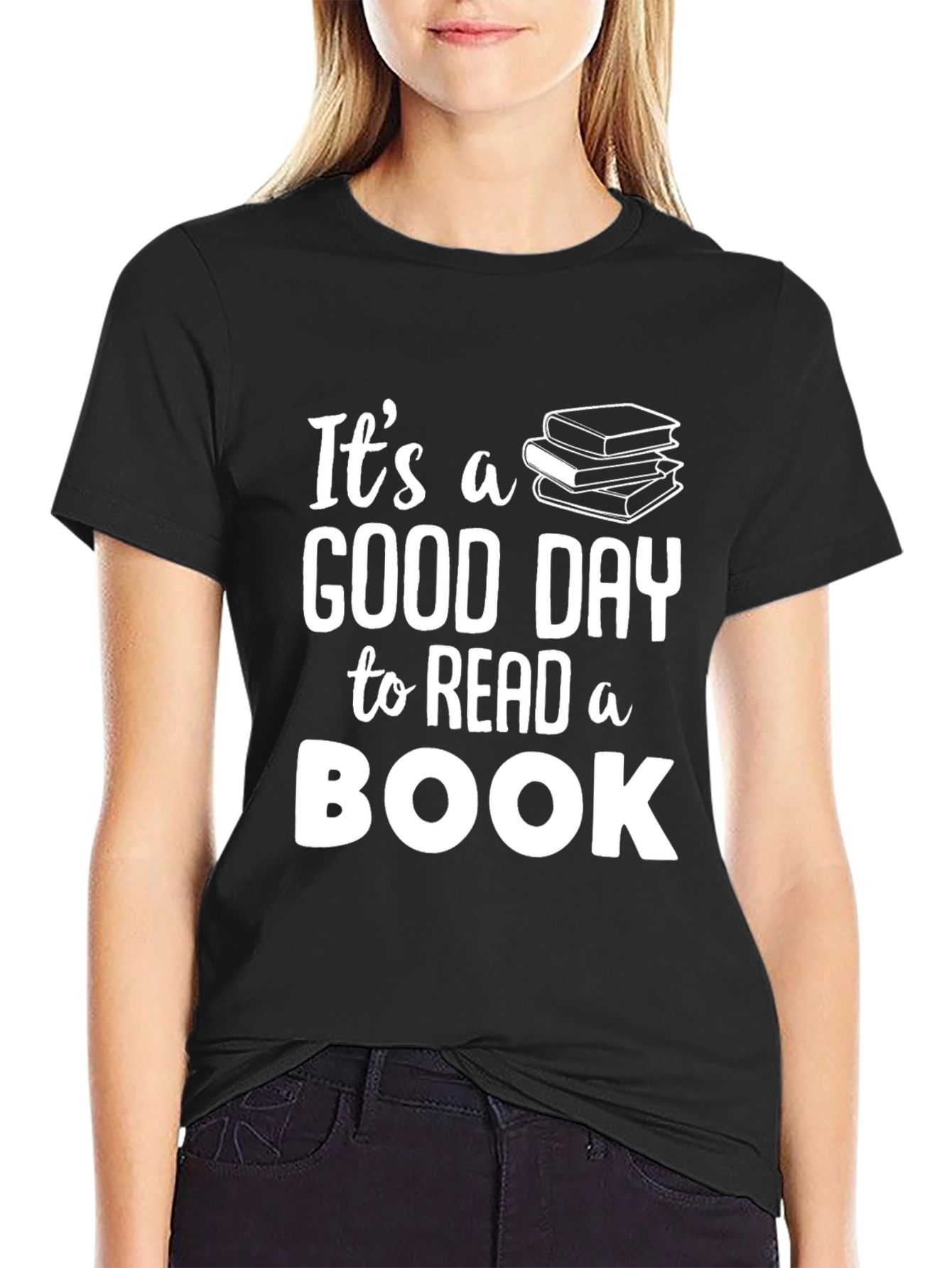 Black It's A Good Day to Read a Book T-Shirt view 2