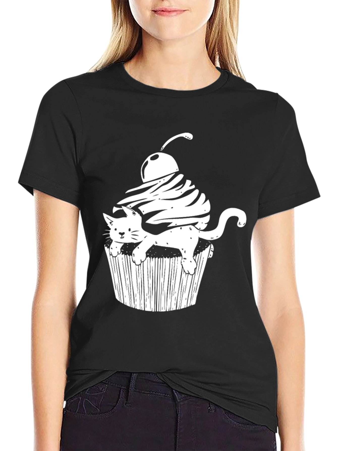 Black Cat Cupcake Graphic Tee view 2