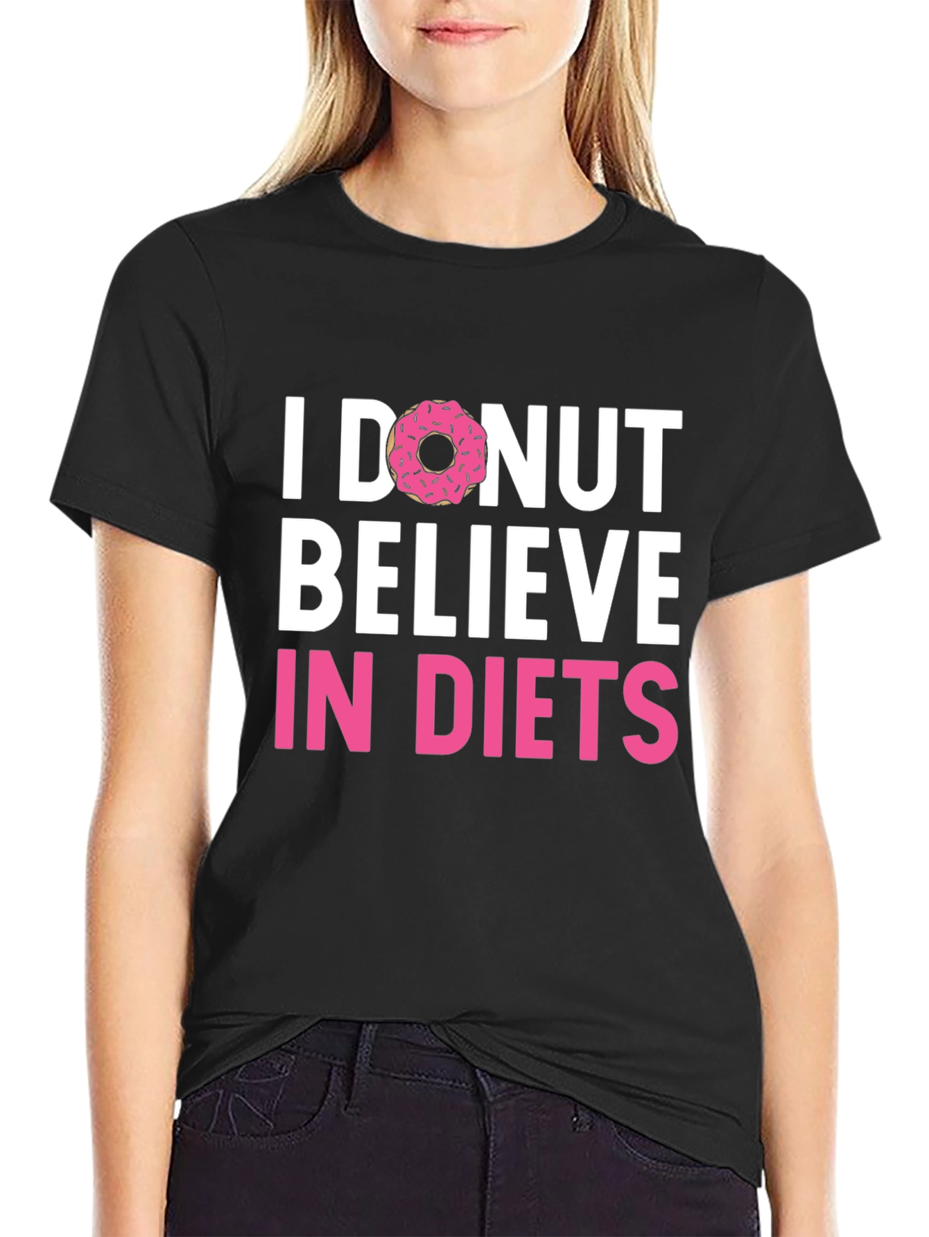 Black I Donut Believe in Diets Graphic T-Shirt view 2