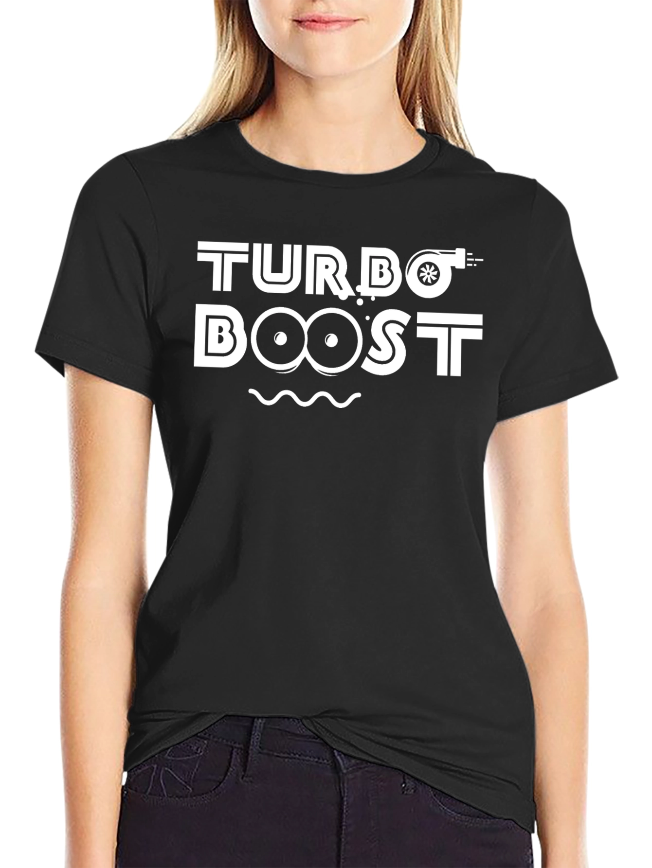 Black Turbo Boost Black Graphic T-Shirt view 2