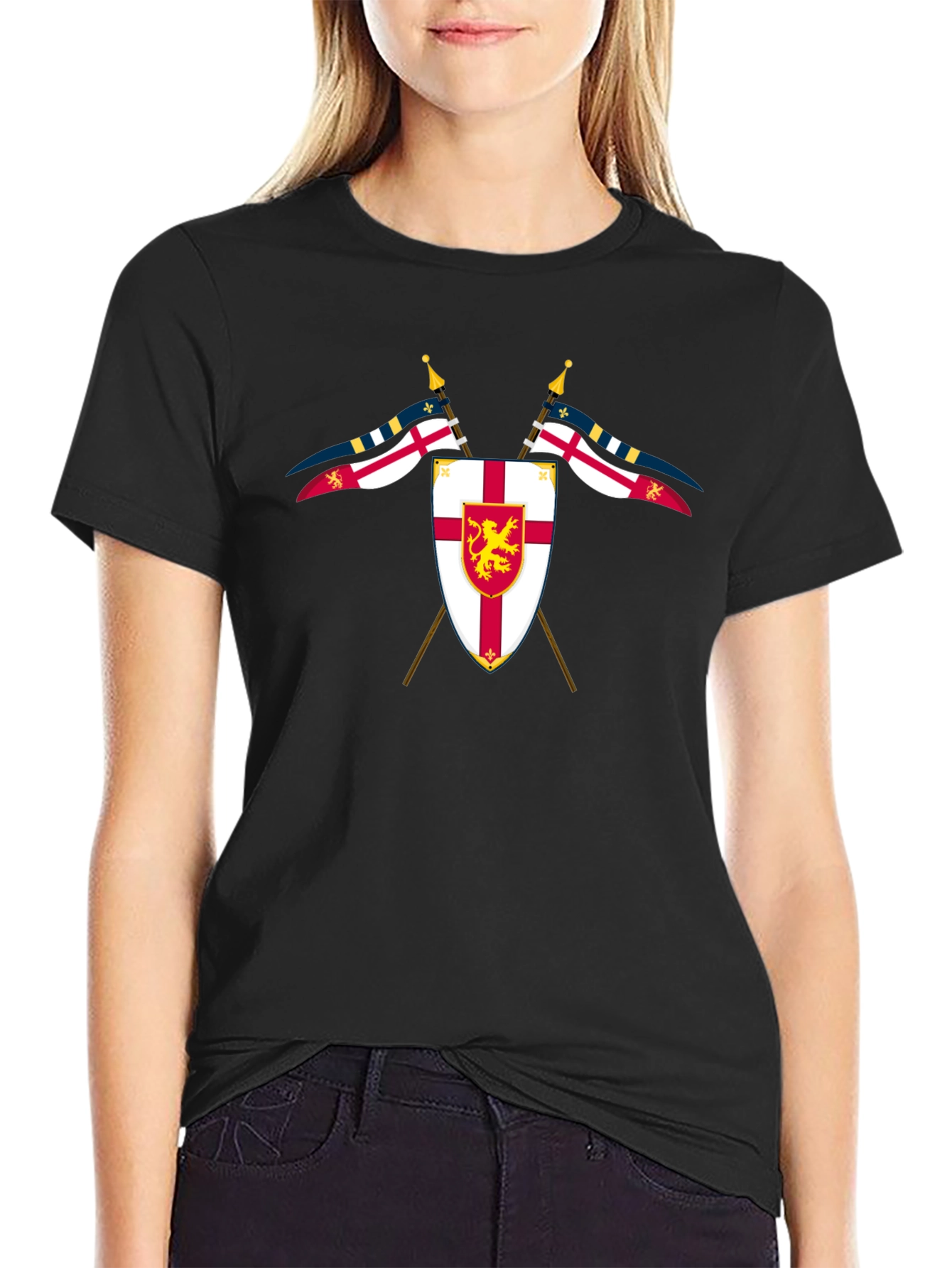 Black Heraldic Shield Graphic T-Shirt view 2