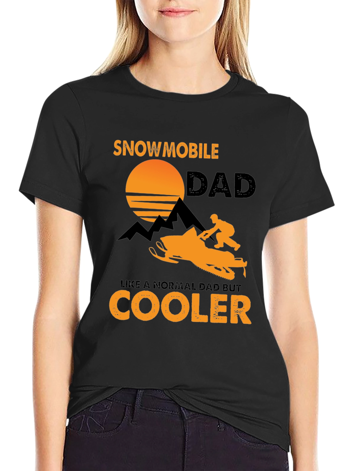 Black Snowmobile Dad T-Shirt - Cooler Than Normal view 2