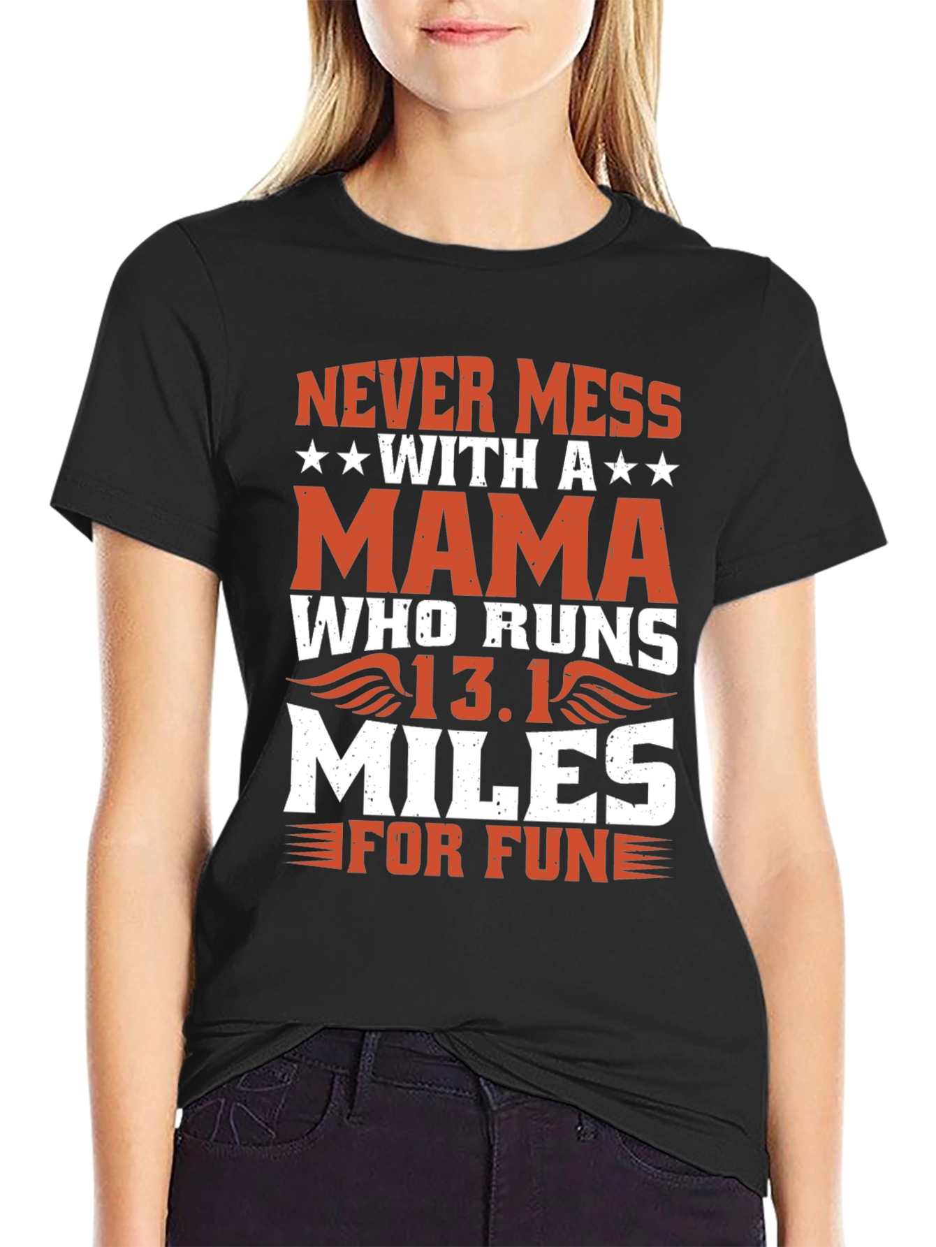 Black Never Mess With a Mama Who Runs T-Shirt view 2