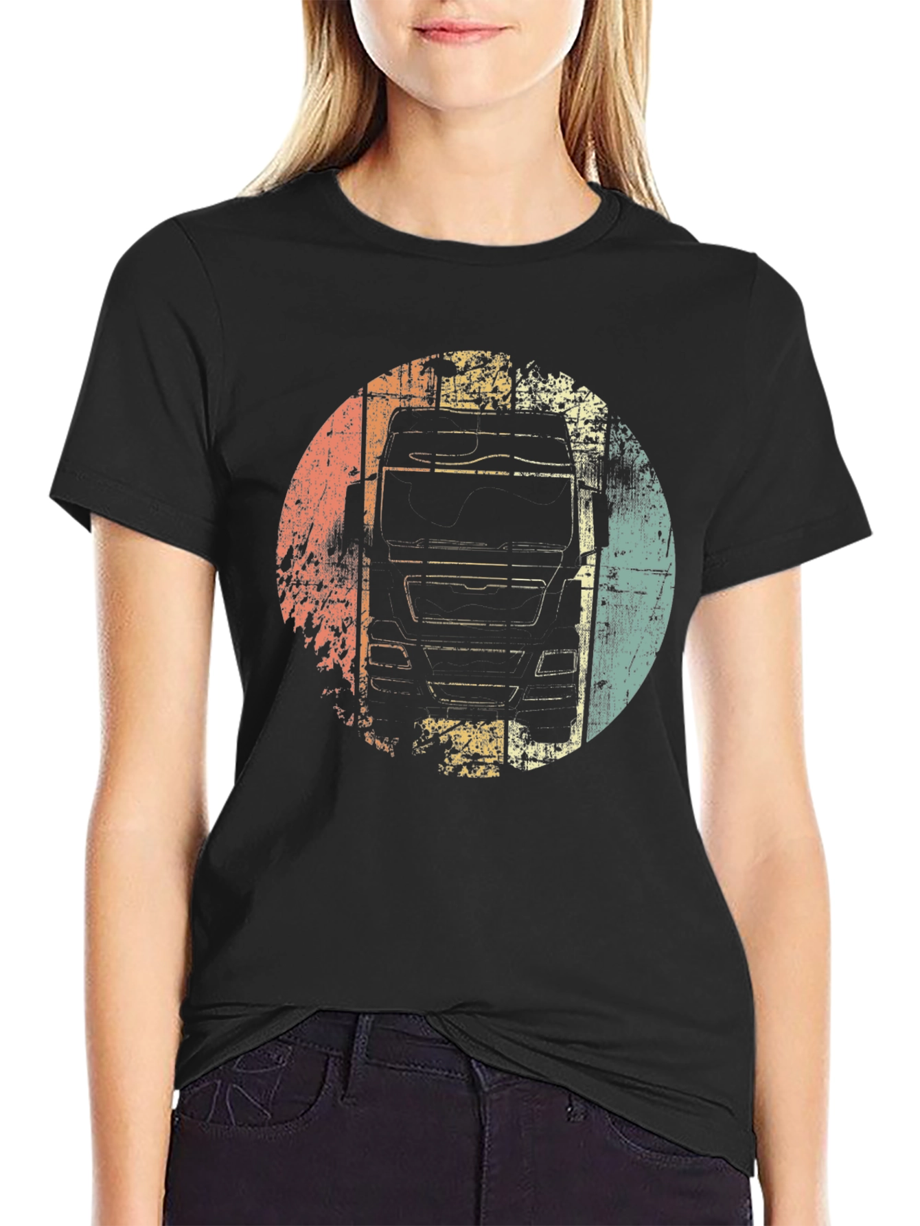 Black Vintage Truck Graphic Tee - Black view 2