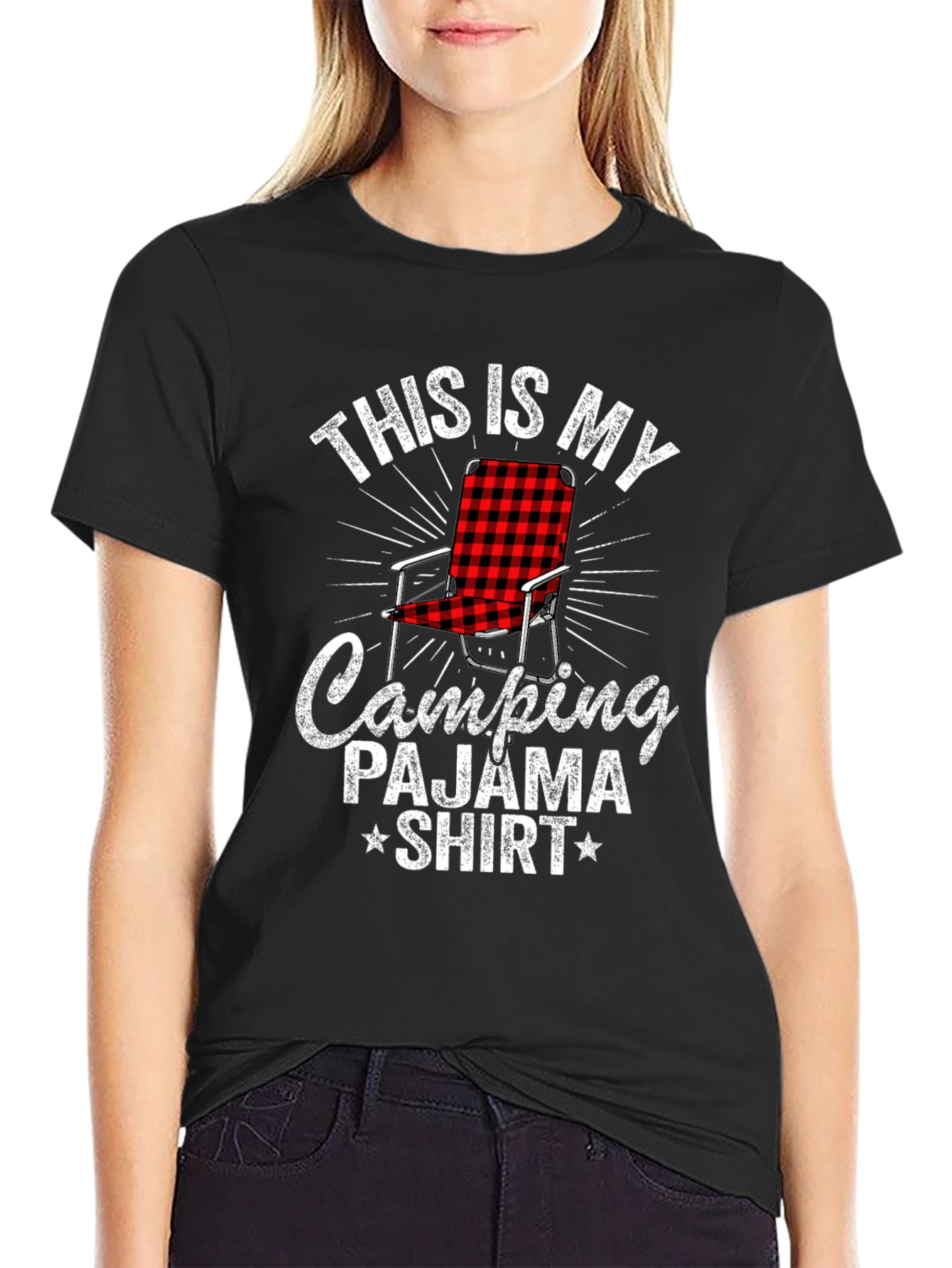 Black Camping Pajama Shirt | Camping T-Shirt view 2