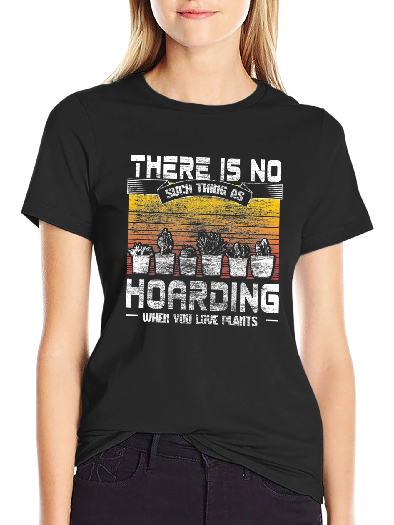 Black Plant Lover T-Shirt - "No Hoarding" view 2