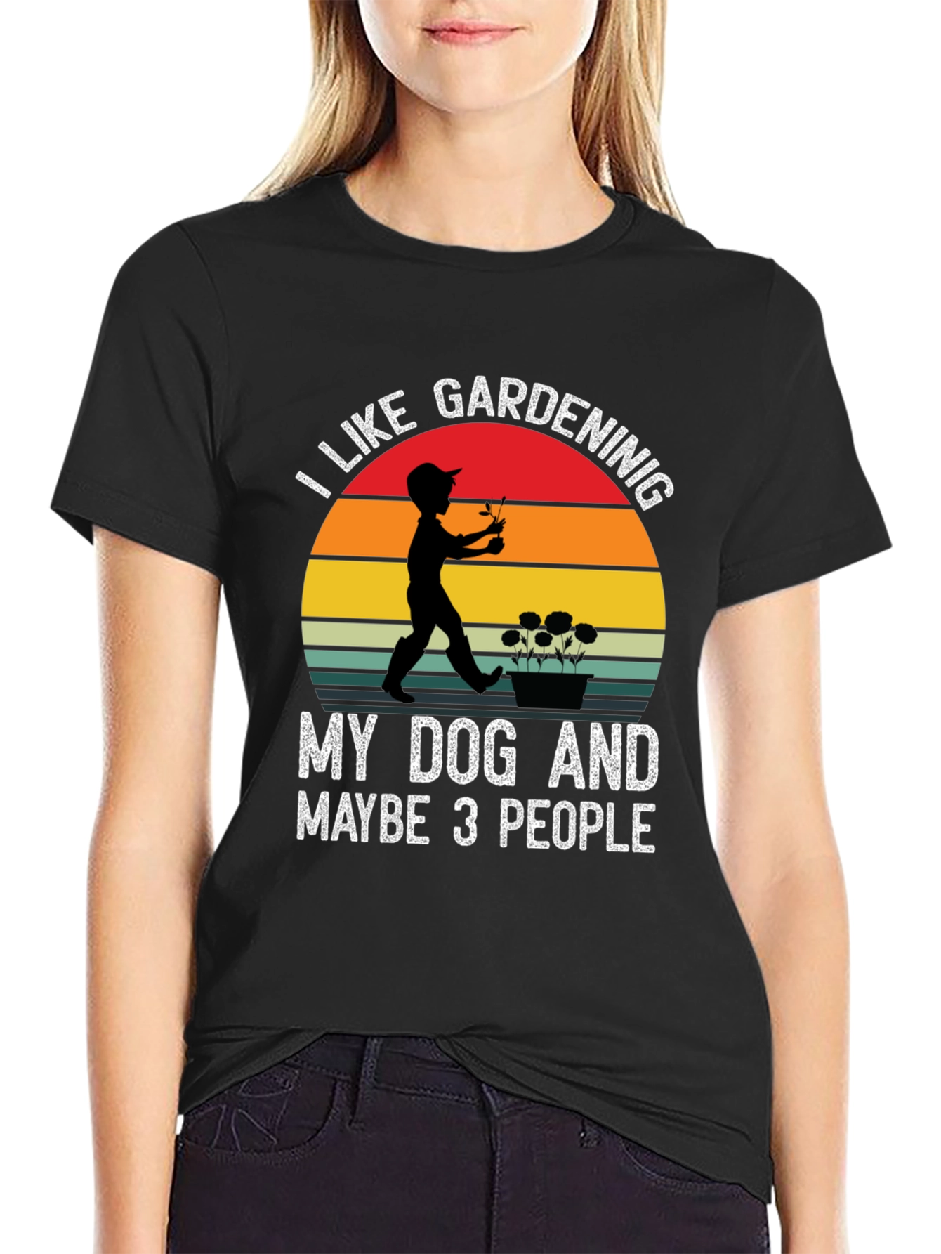 Black Gardening Dog Lover T-Shirt view 2