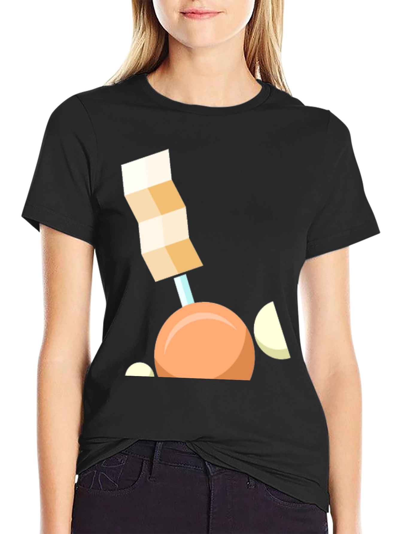 Black Geometric Onion Cartoon T-Shirt view 2