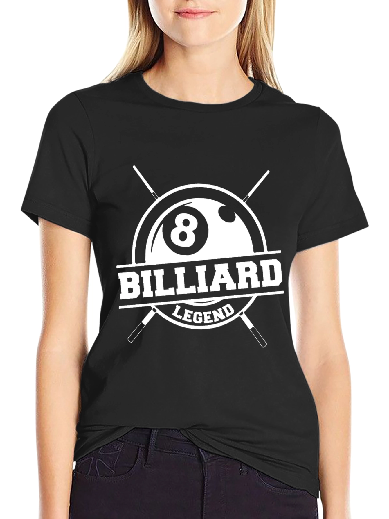 Black Billiard Legend T-Shirt - 8 Ball Design view 2