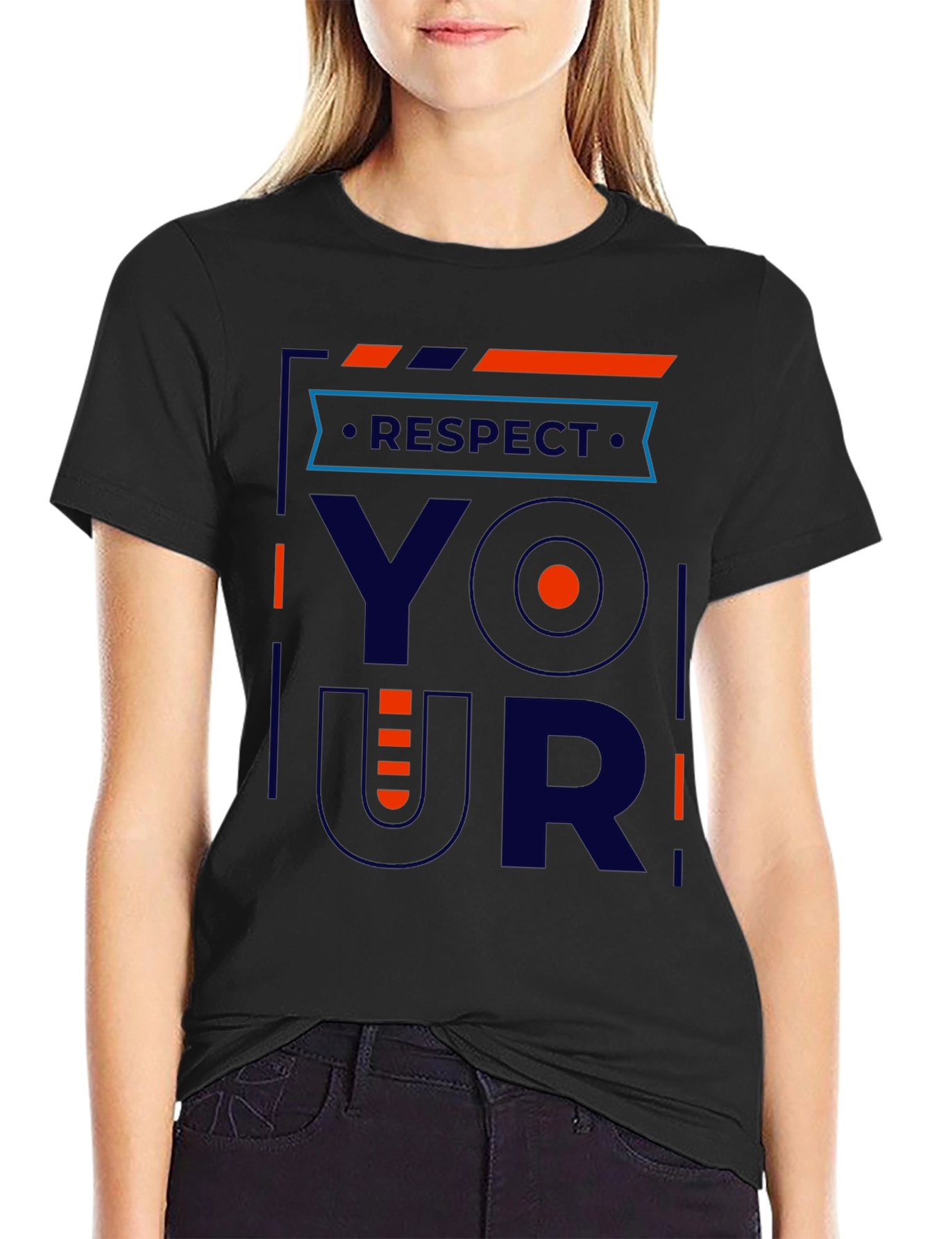 Black Respect Your Shirt - Modern Graphic Tee view 2