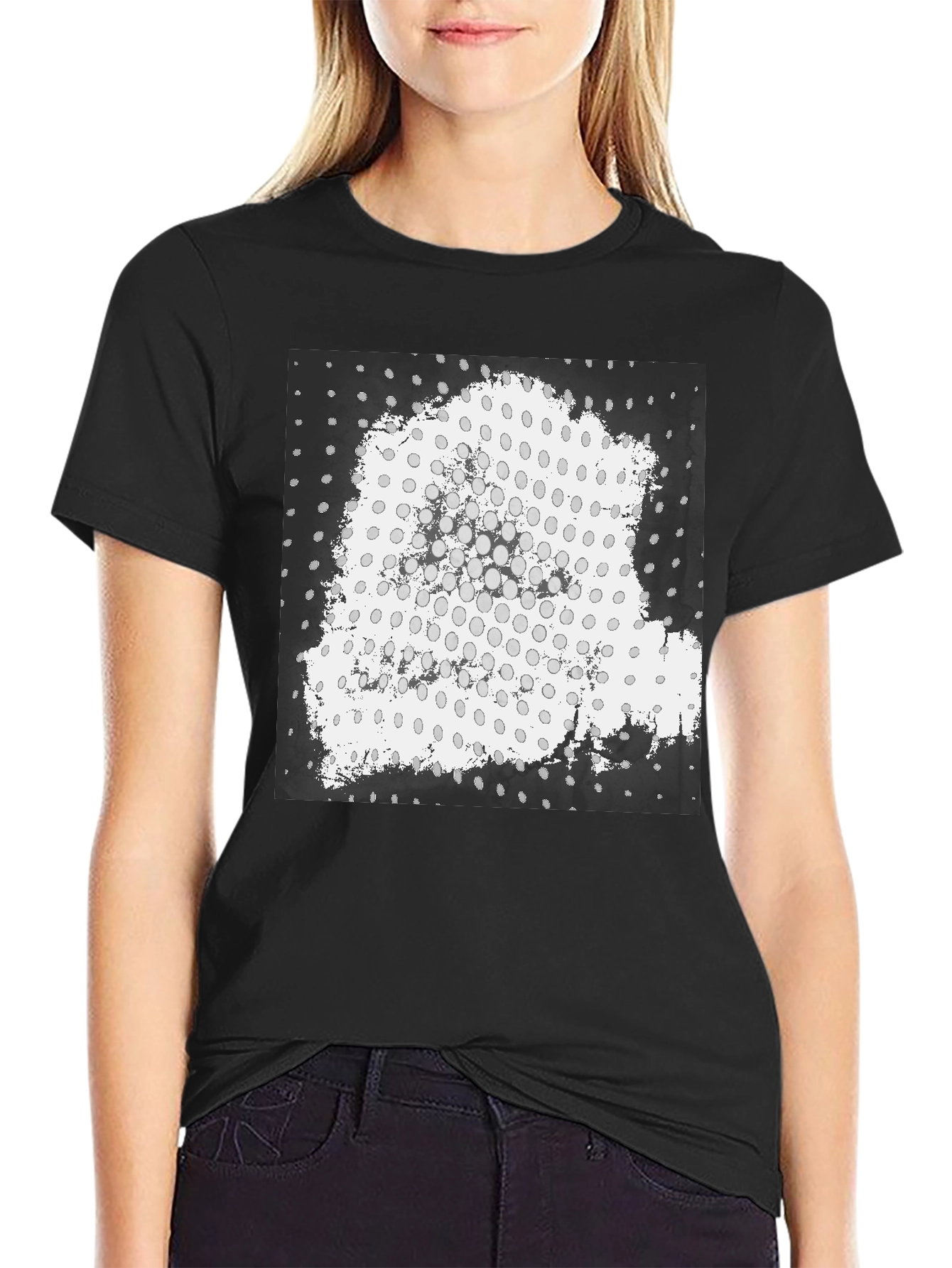 Black Abstract Graphic Print Black Cotton Casual T-Shirt view 2