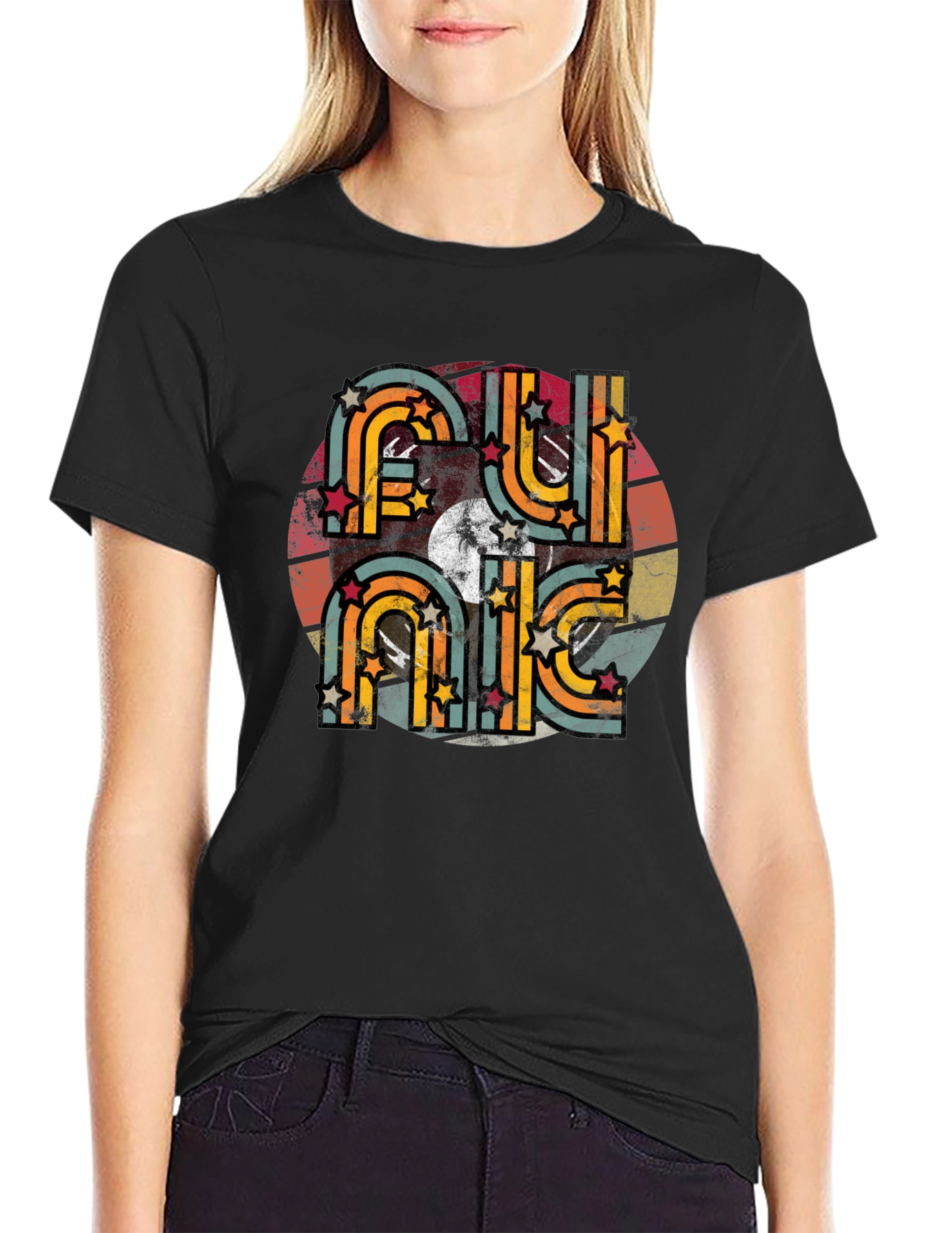 Black Vintage Funk Music Retro T-Shirt view 2