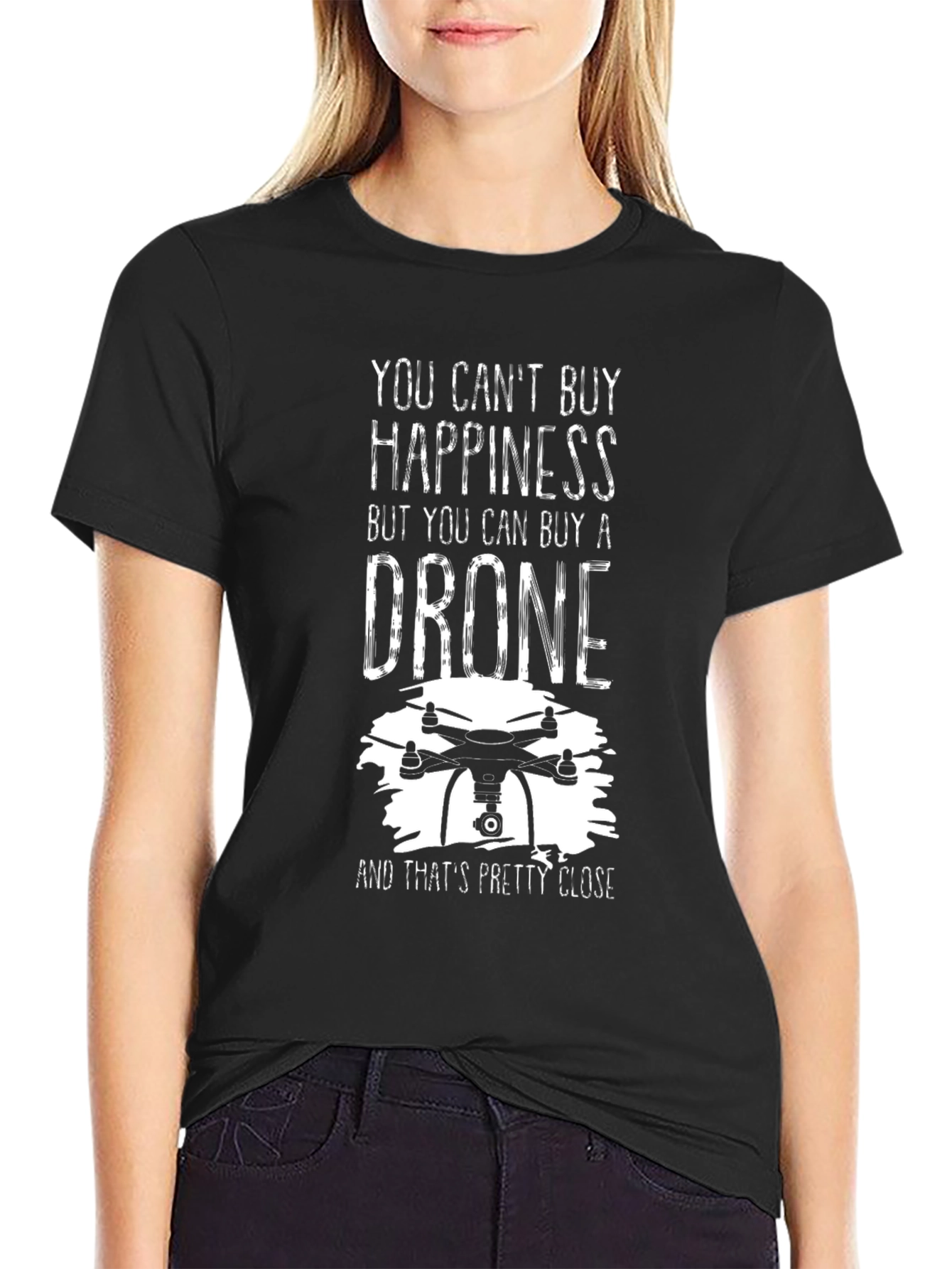 Black Drone Happiness T-Shirt view 2