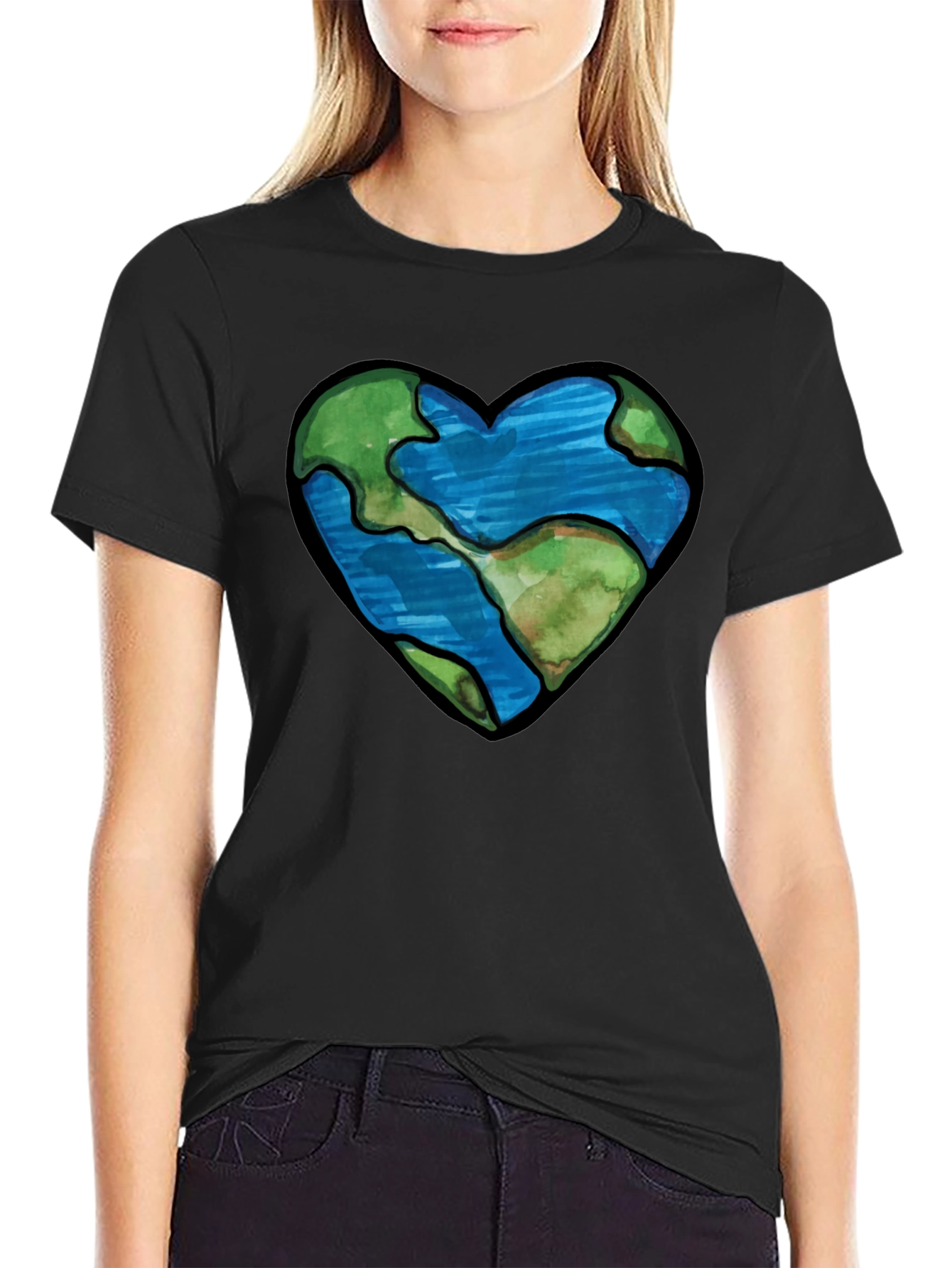 Black Earth Heart Graphic Tee - Black view 2