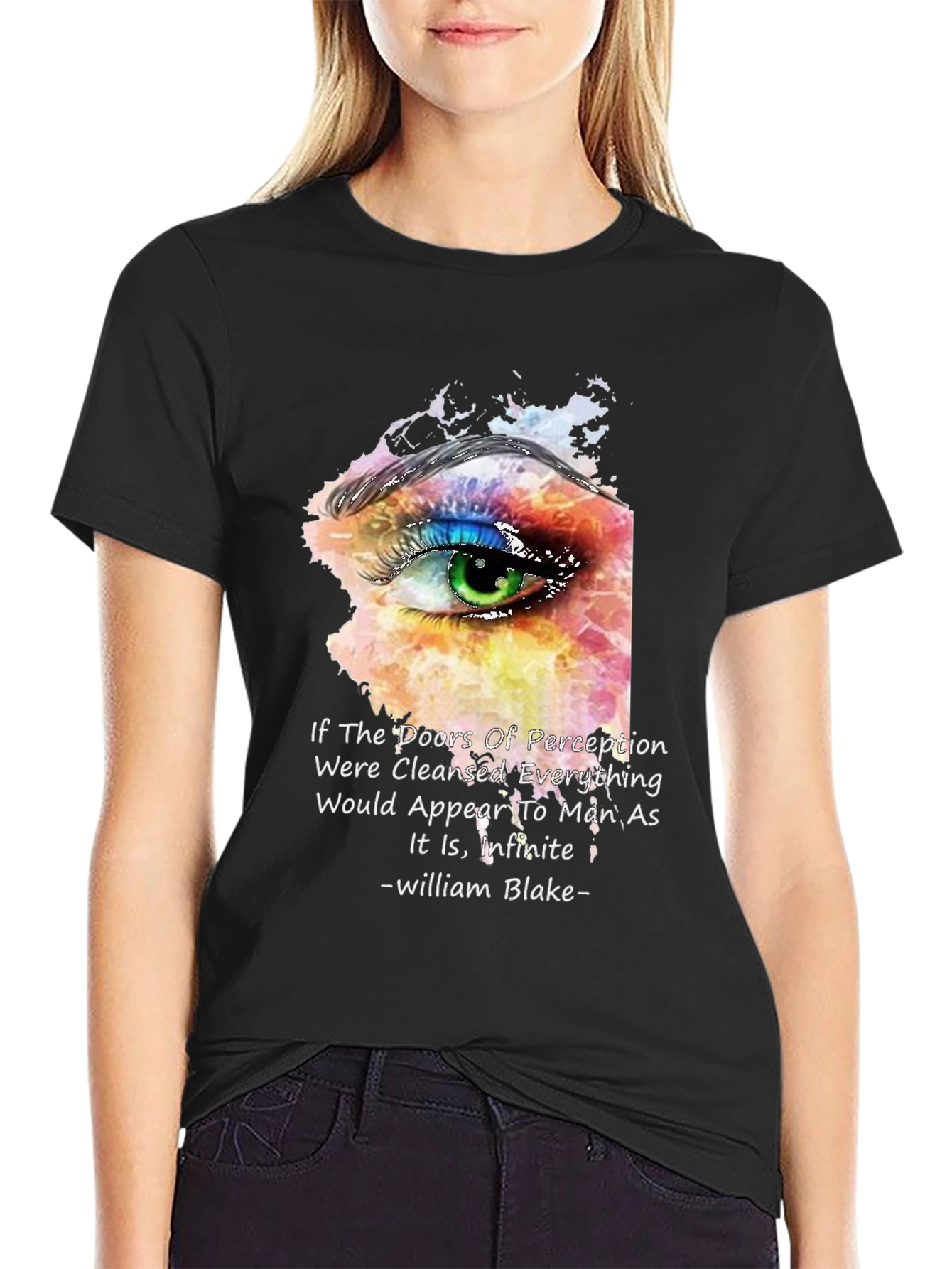 Black Perception Eye T-Shirt - William Blake Quote view 2