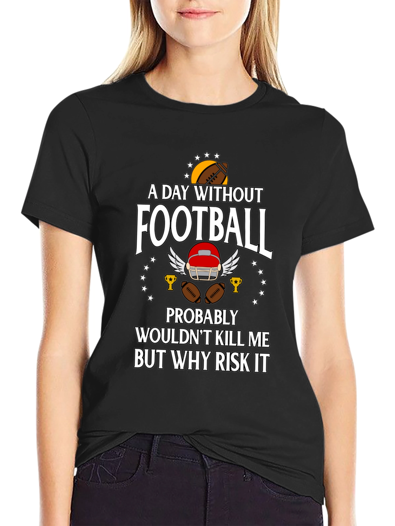 Black Football Fan T-Shirt: Why Risk It? view 2