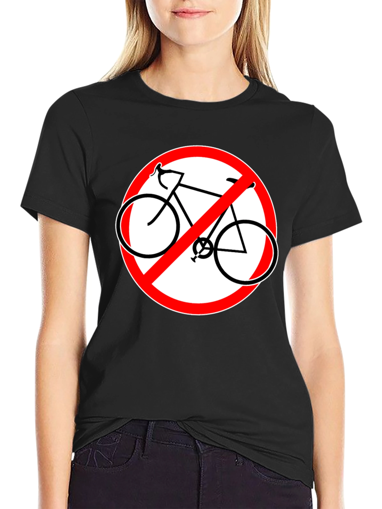 Black No Bicycles Allowed Graphic Black T-Shirt view 2