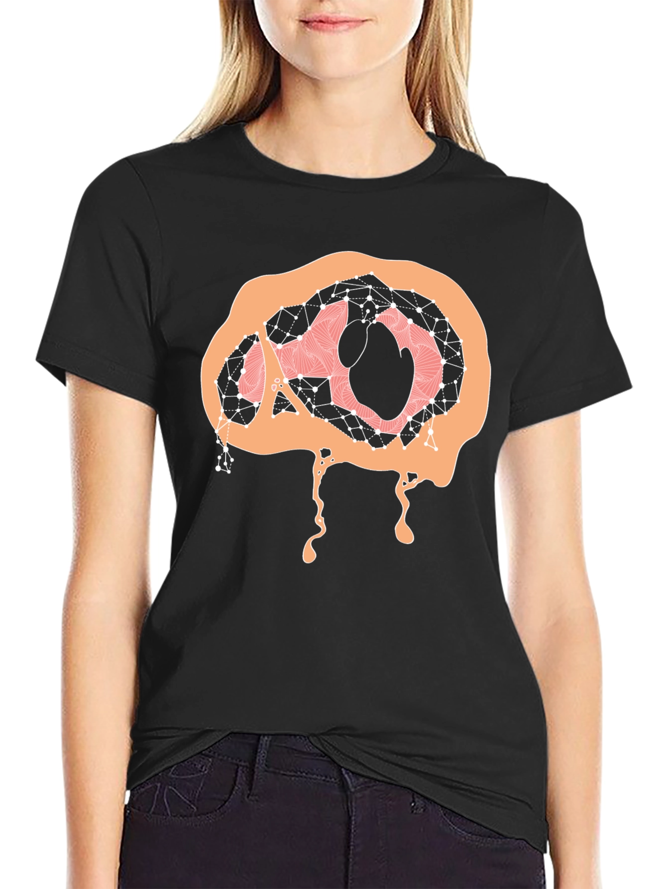 Black Abstract Brain Graphic Tee - Black view 2