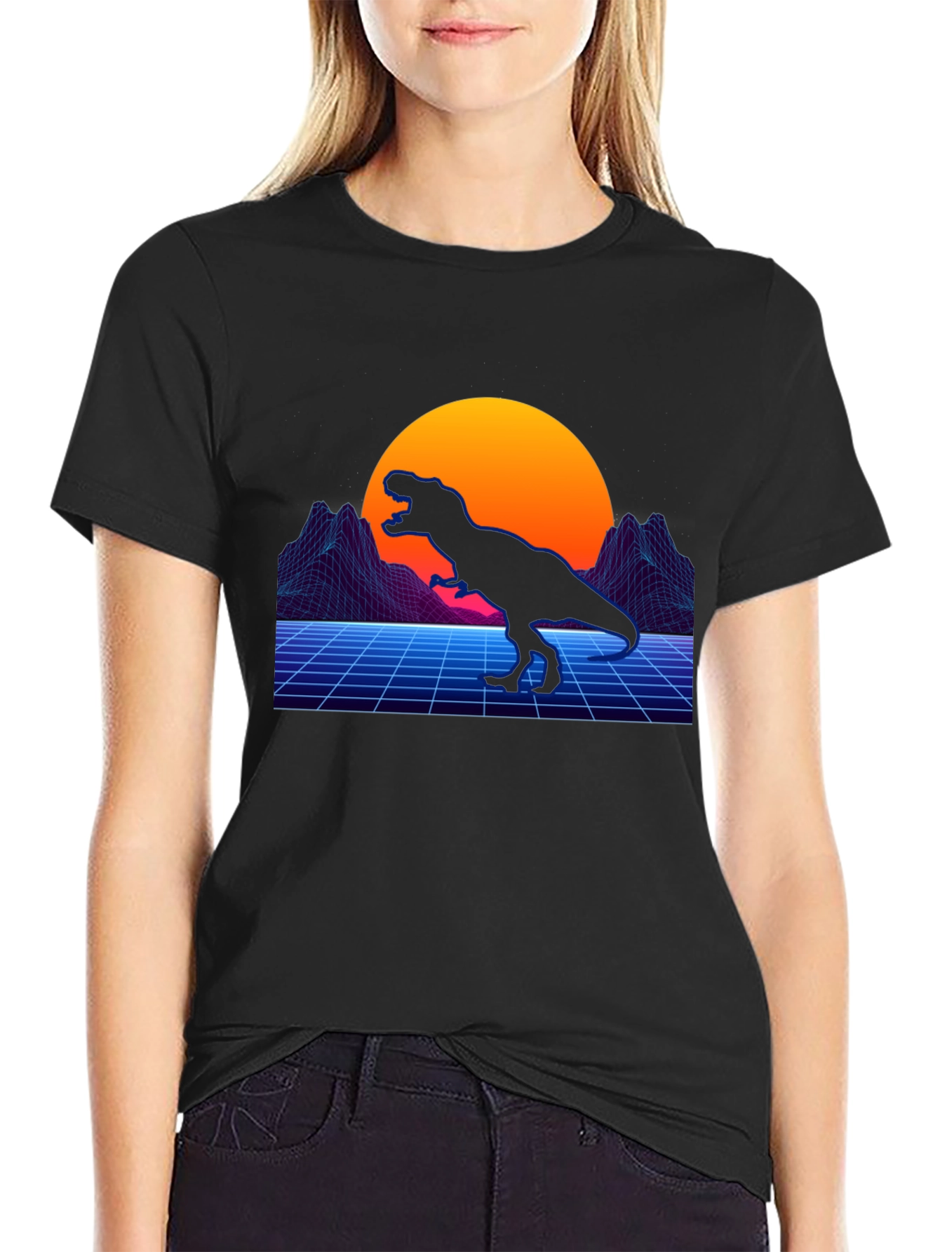 Black Retro Dinosaur T-Shirt view 2