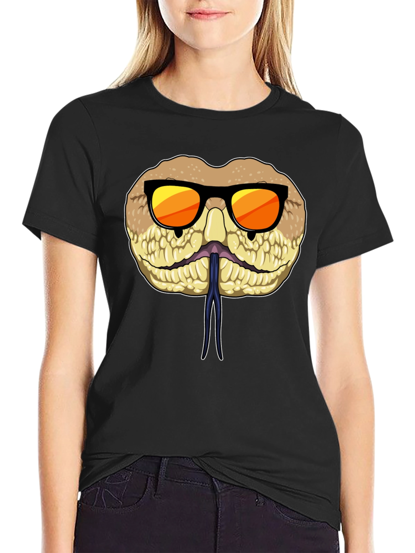Black Cool Snake T-Shirt with Sunglasses view 2