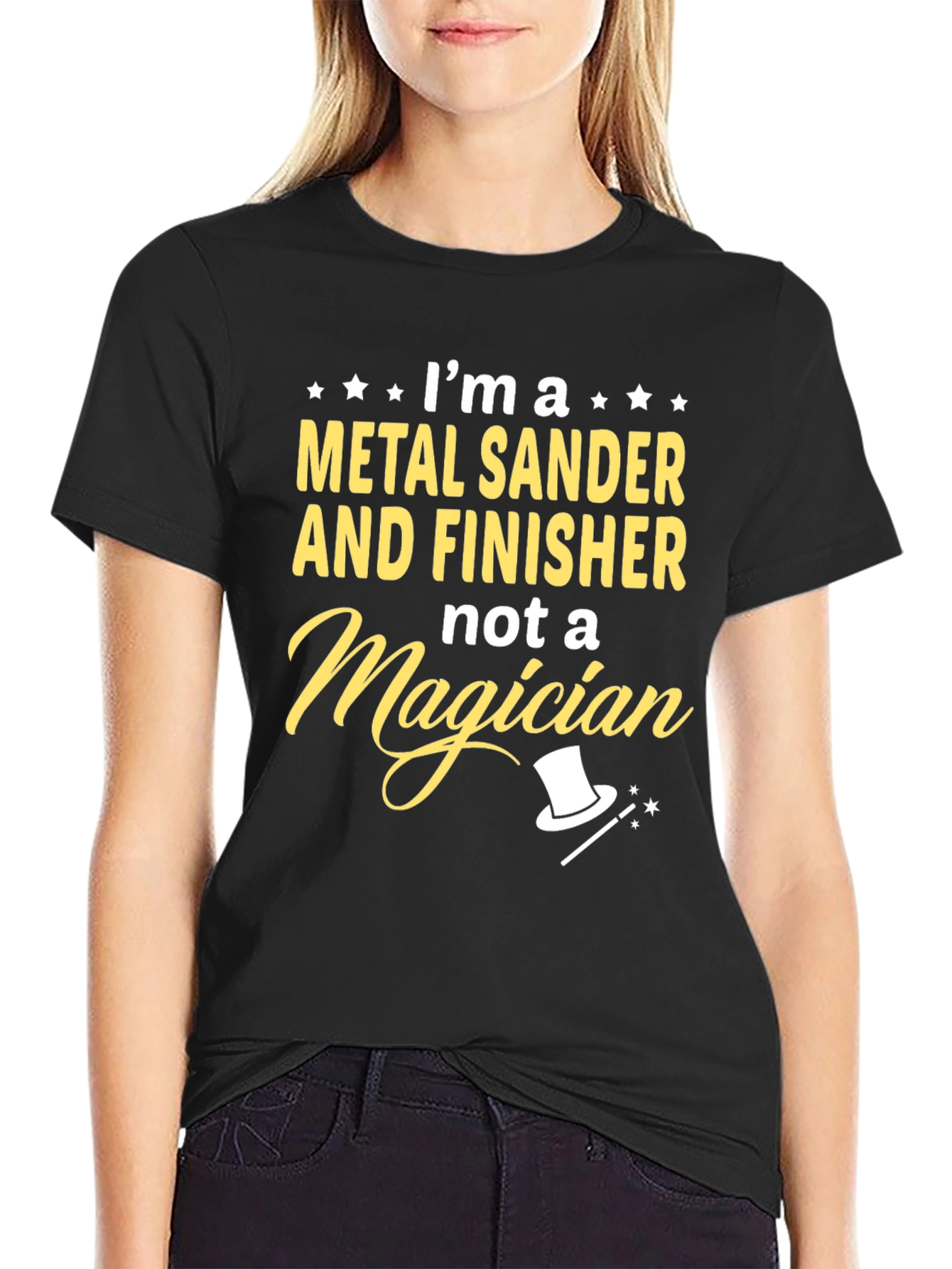 Black Metal Sander Finisher T-Shirt - Funny Work Tee view 2