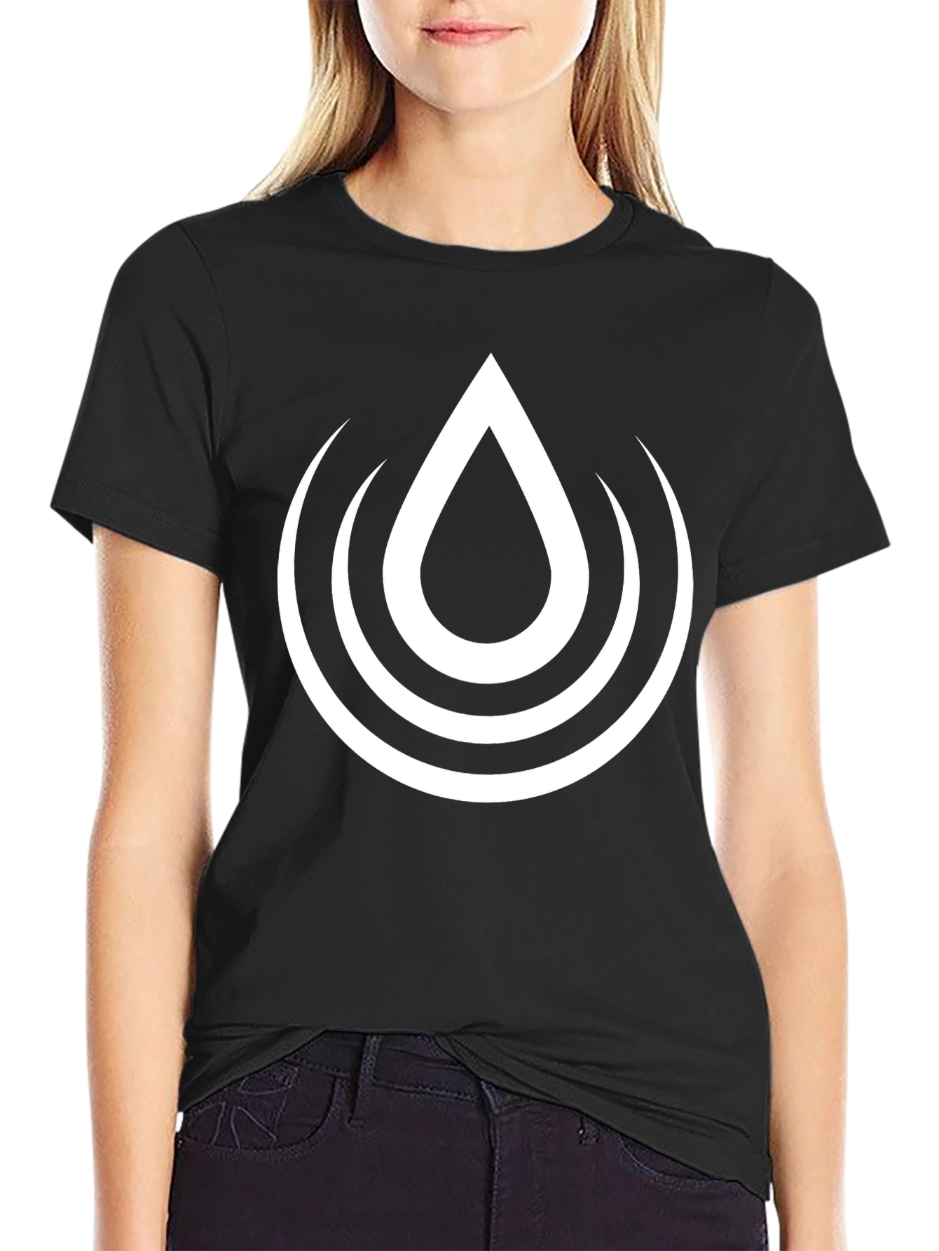 Black Black Graphic Tee - Water Drop Design view 2