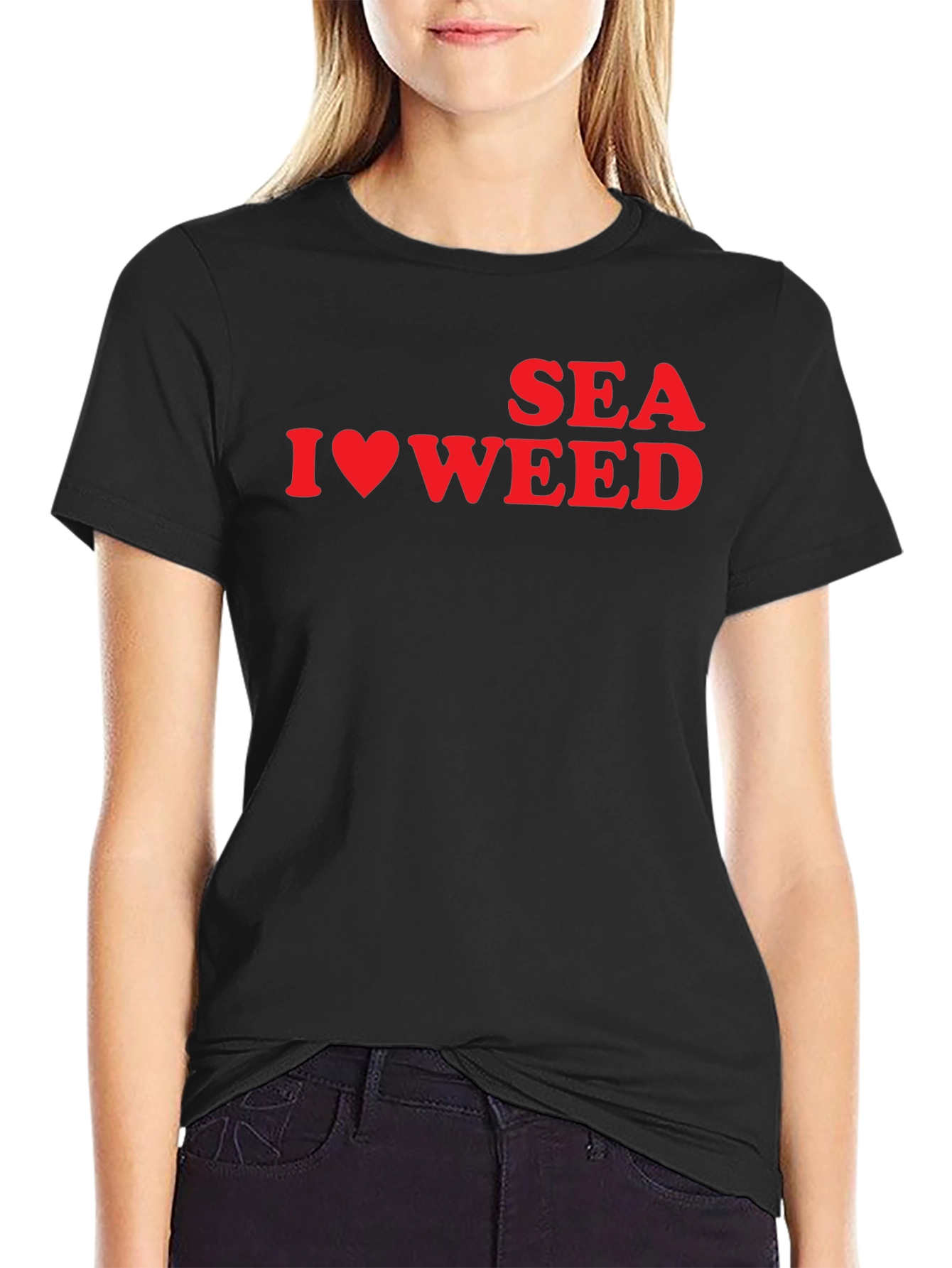 Black I Love Weed T-Shirt - Funny Slogan Tee view 2