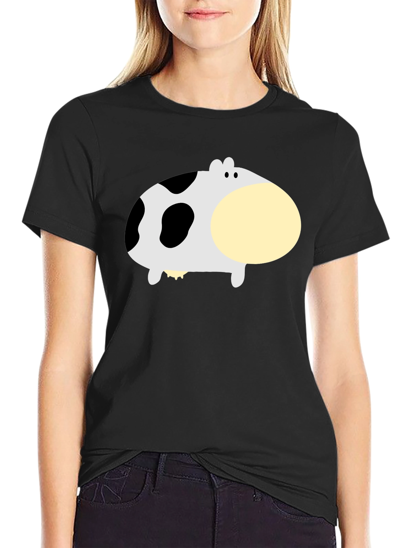 Black Funny Cow Graphic Black T-Shirt view 2