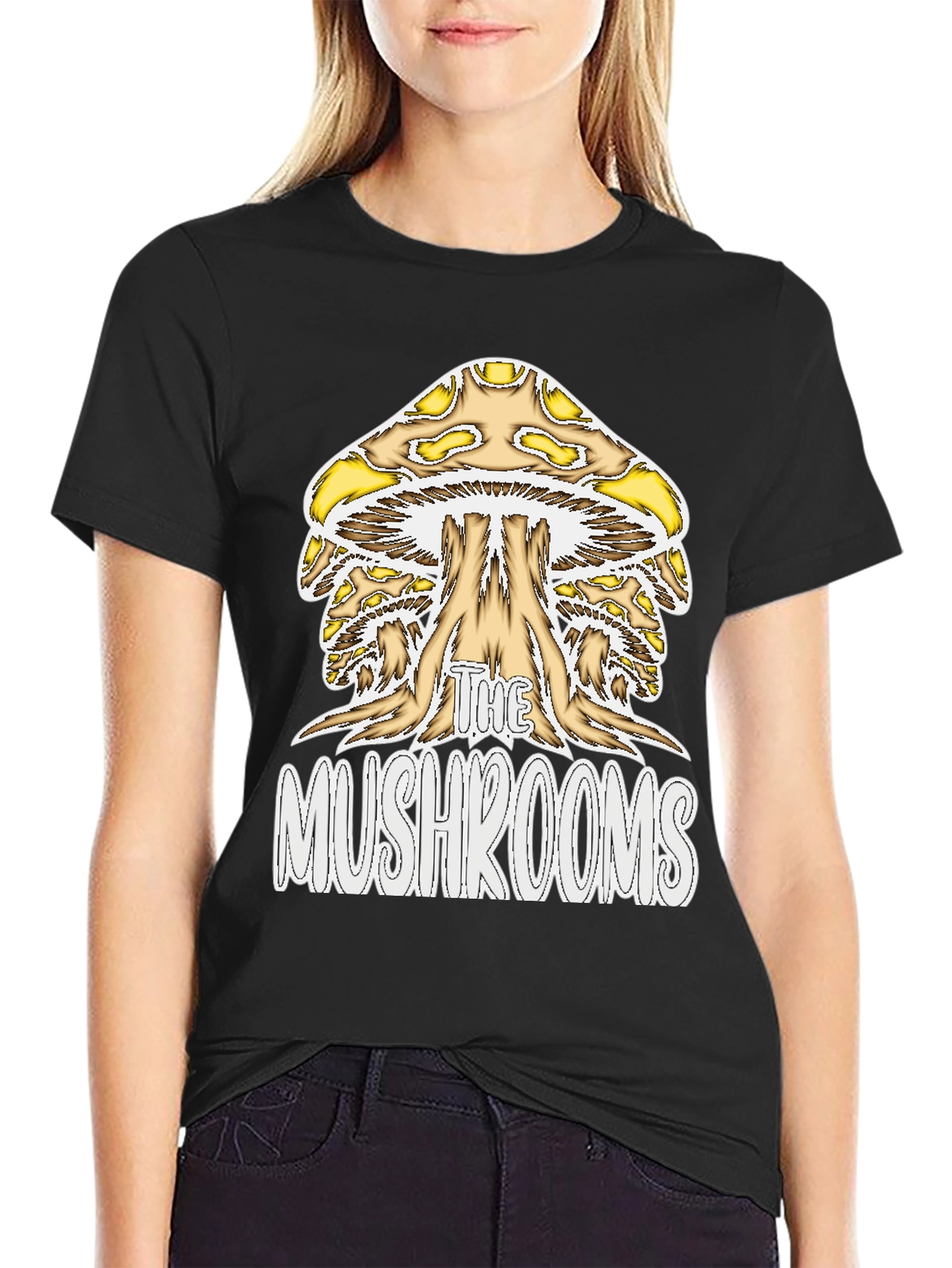Black The Mushrooms Graphic Tee - Black Cotton Blend Shirt view 2
