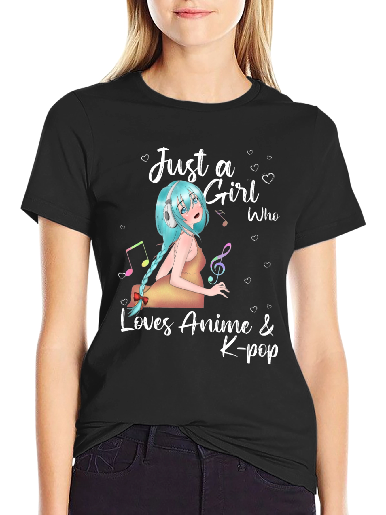 Black Anime & K-Pop Lover's T-Shirt view 2