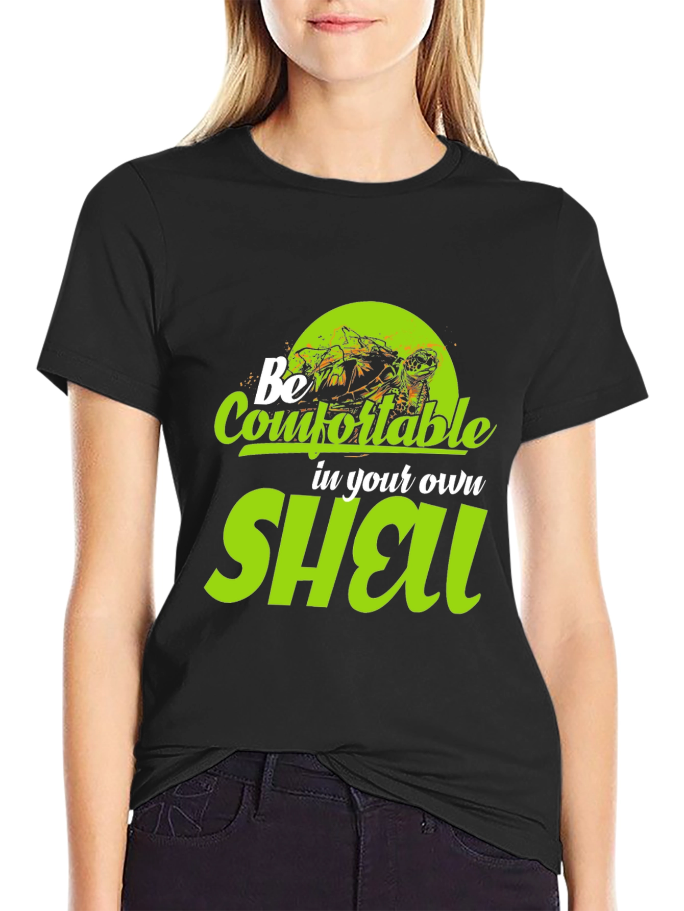 Black Be Comfortable in Your Own Shell Black T-Shirt view 2