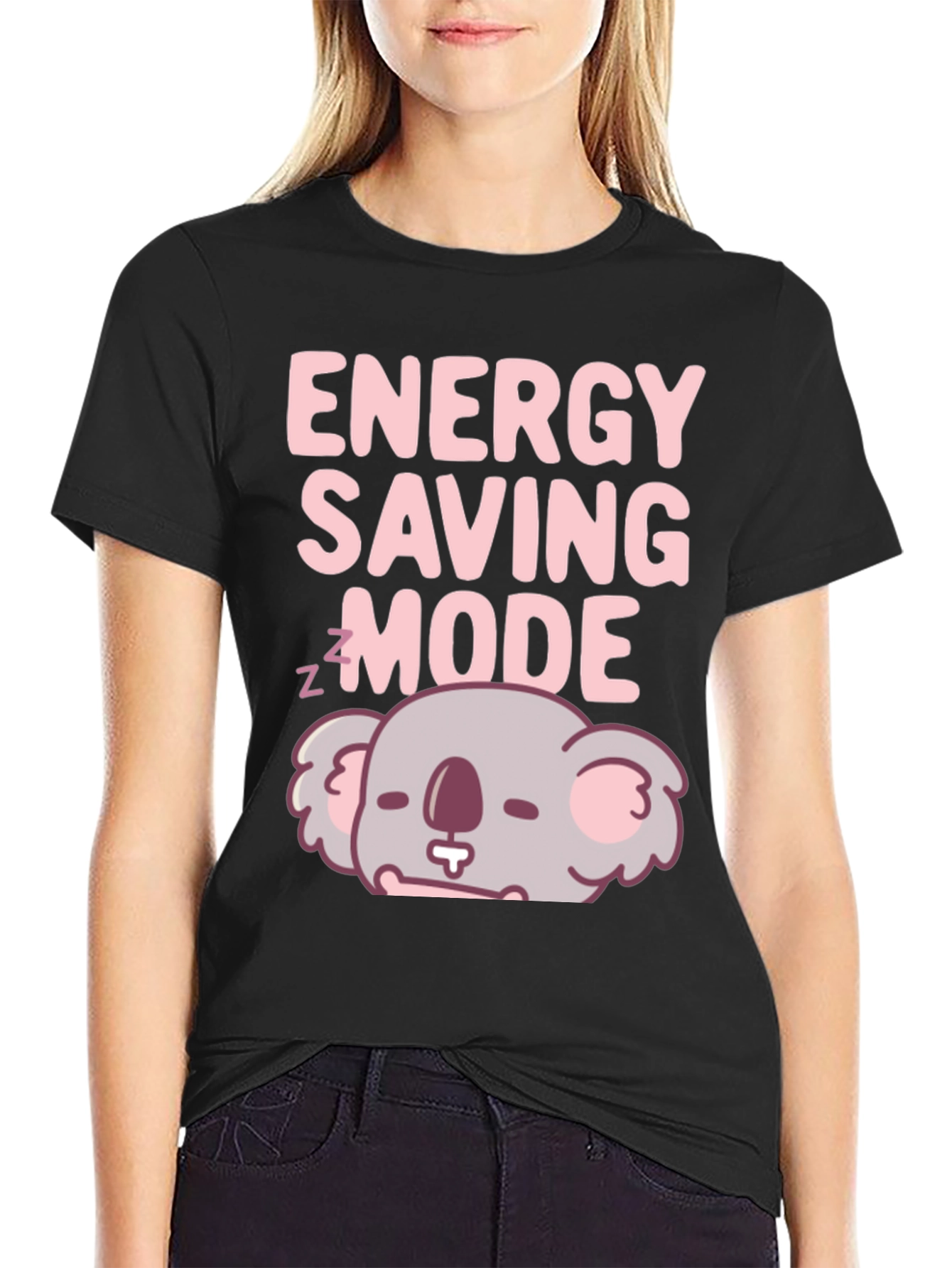 Black Energy Saving Mode Koala T-Shirt view 2