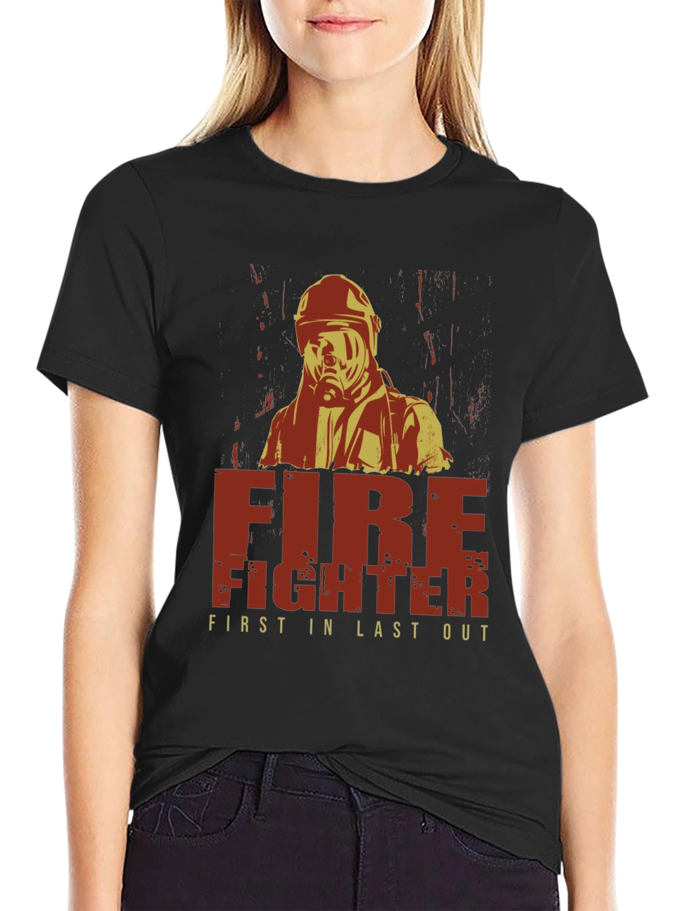 Black Firefighter First In Last Out Graphic T-Shirt view 2