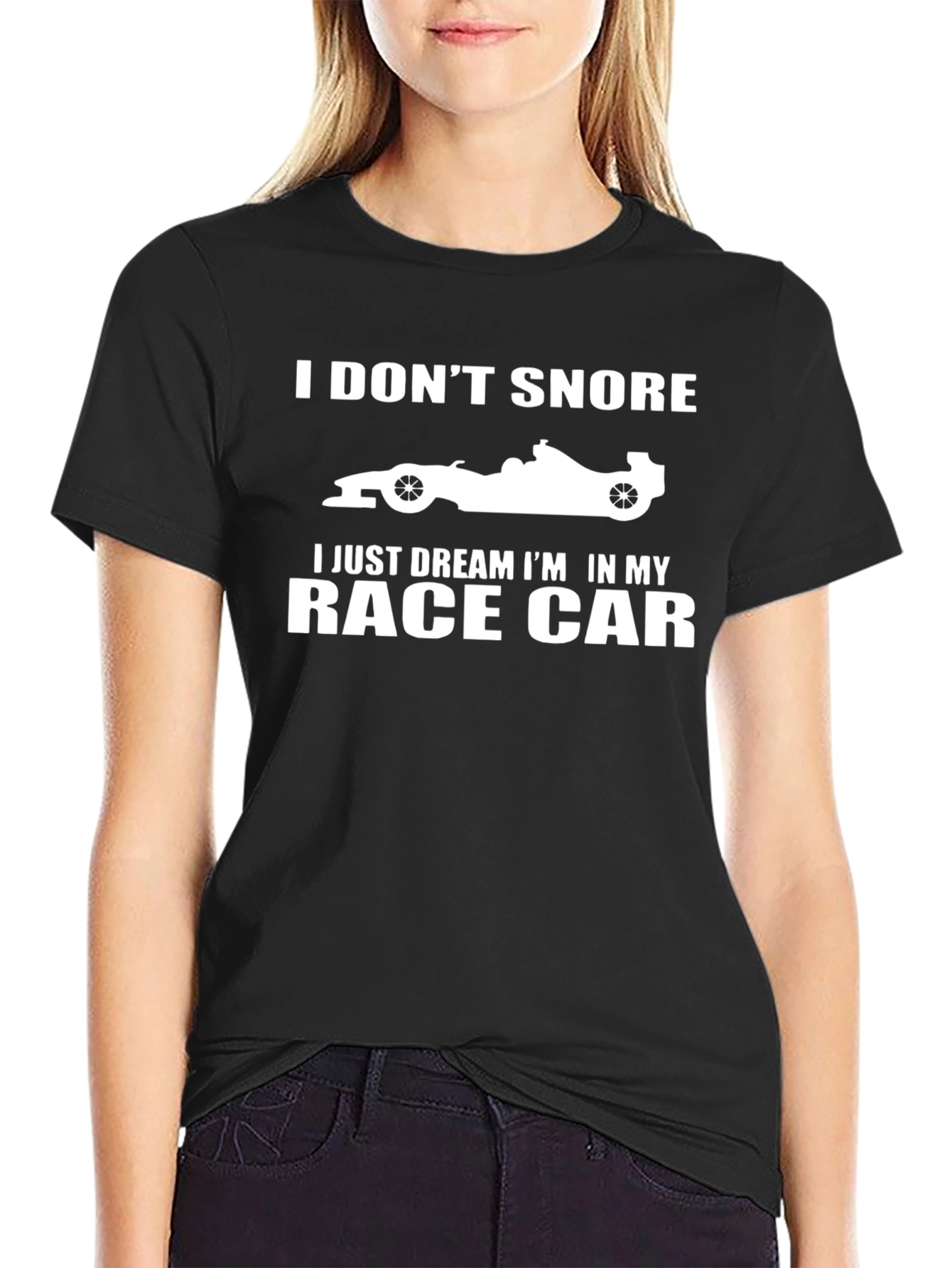 Black Dream Race Car T-Shirt - Funny Snoring Tee view 2
