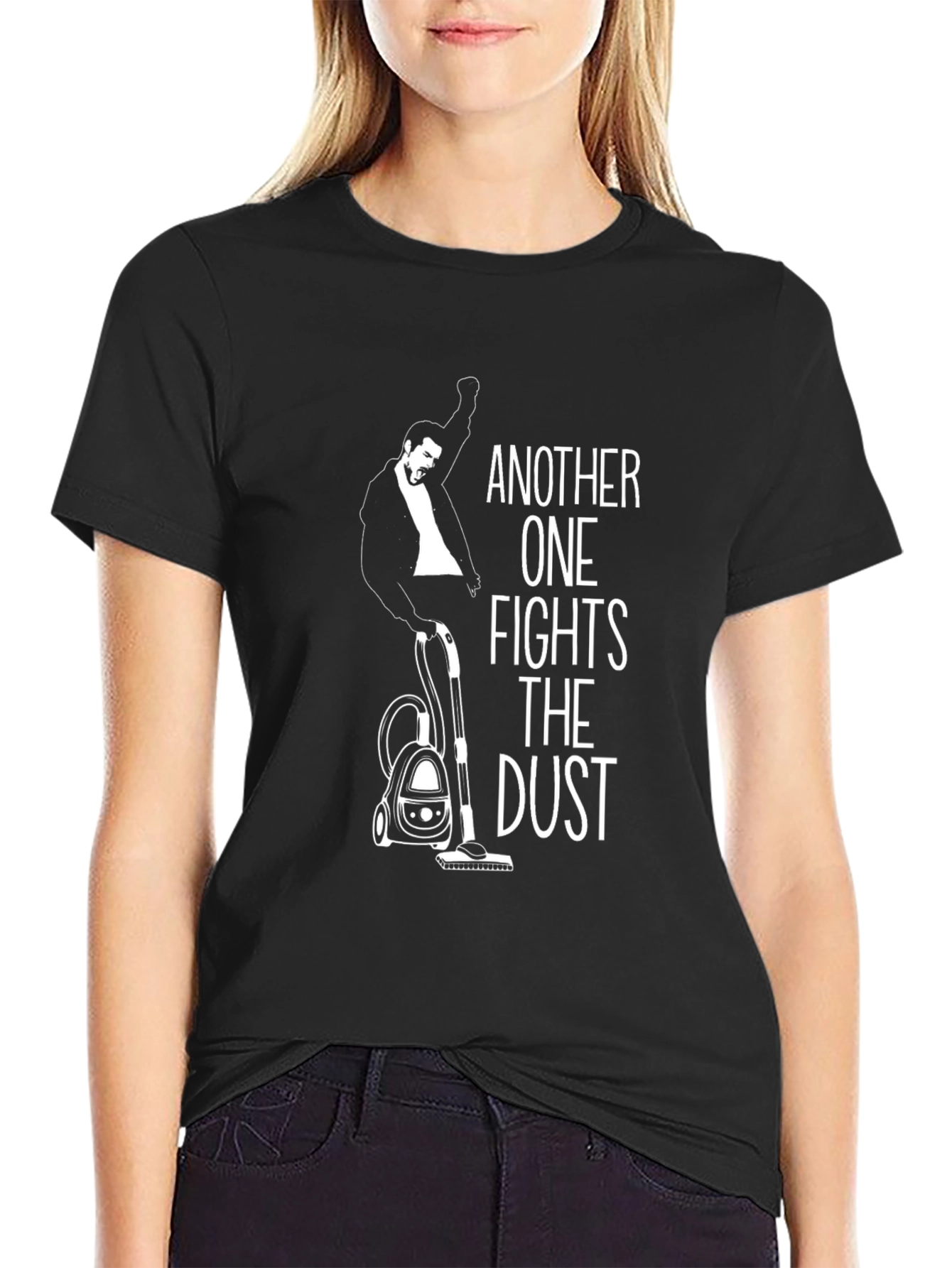 Black Another One Fights the Dust T-Shirt - Cleaning Humor Tee view 2
