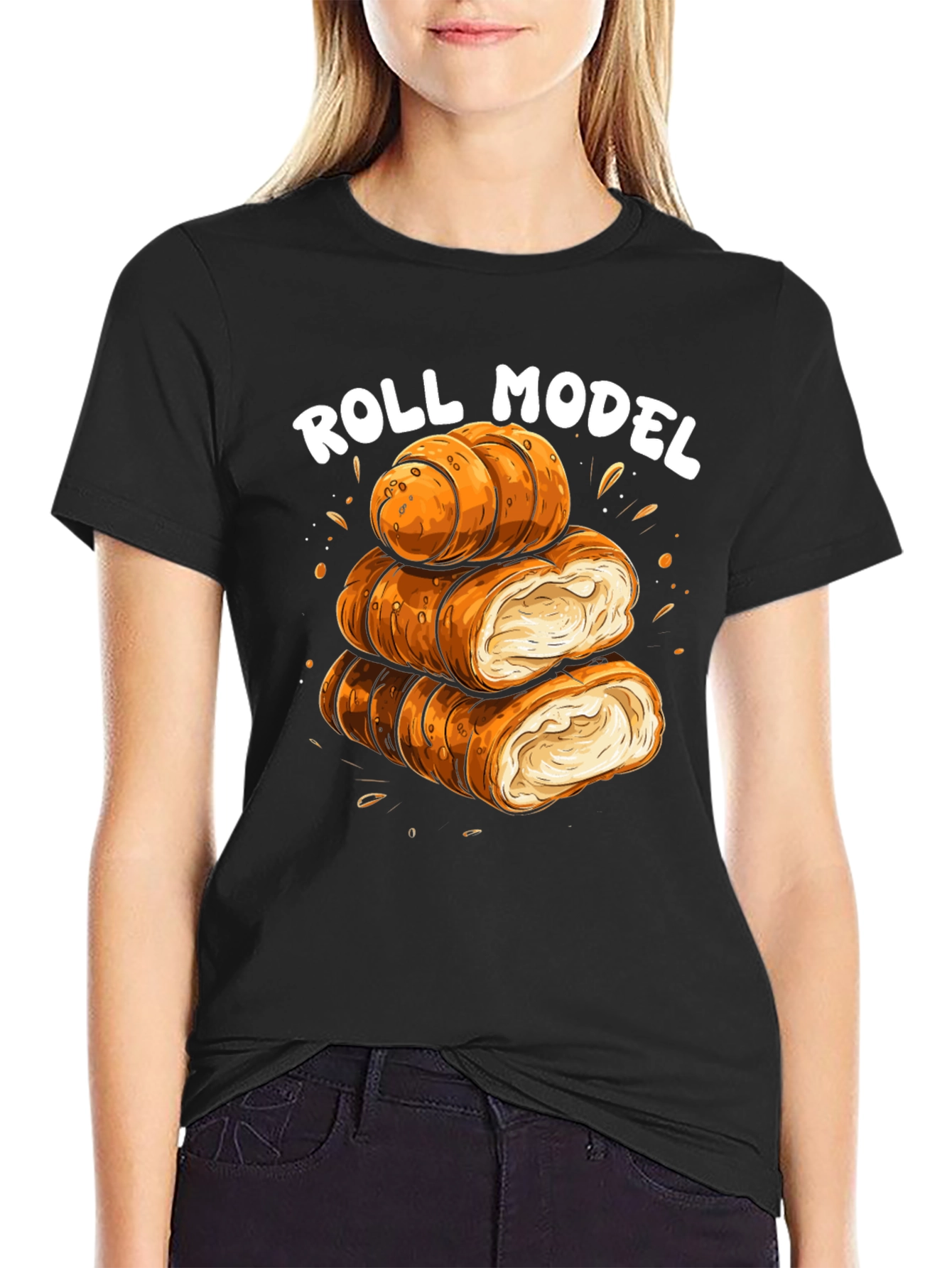 Black Roll Model Graphic Tee view 2