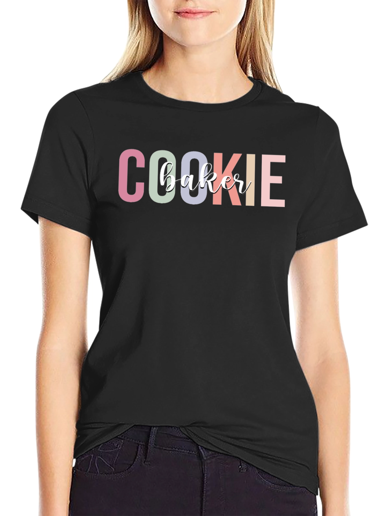 Black Cookie Baker Graphic Tee - Sweet Treat T-Shirt view 2