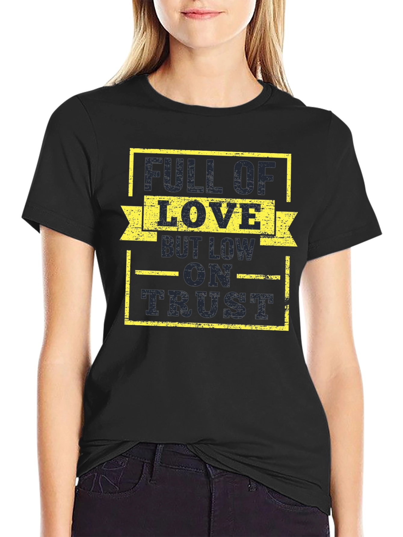 Black Full of Love, Low on Trust Graphic Tee view 2